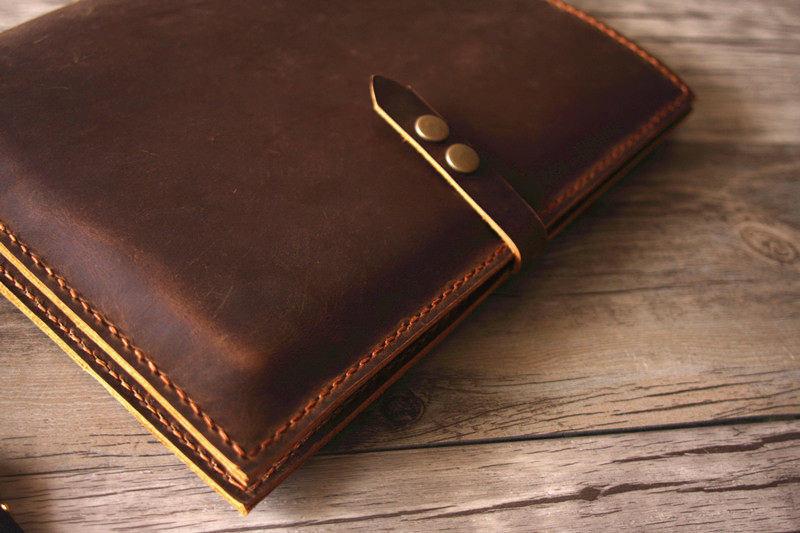 Custom Leather MacBook Pro 15 Inch Case - Personalized Engraved Laptop Sleeve for Work, Travel & School Protection