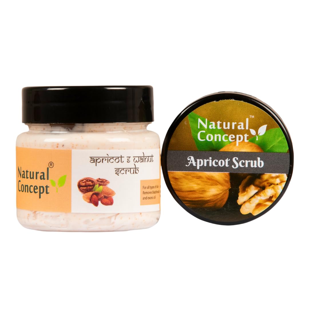Natural Concept Apricot Face Scrub 100g - Exfoliating & Skin Firming, Removes Tan, Dirt, Pimples & Blackheads - Gentle Facial Cleanser for Dullness & Brightening - Perfect for Daily Skincare Routine & Acne-Prone Skin
