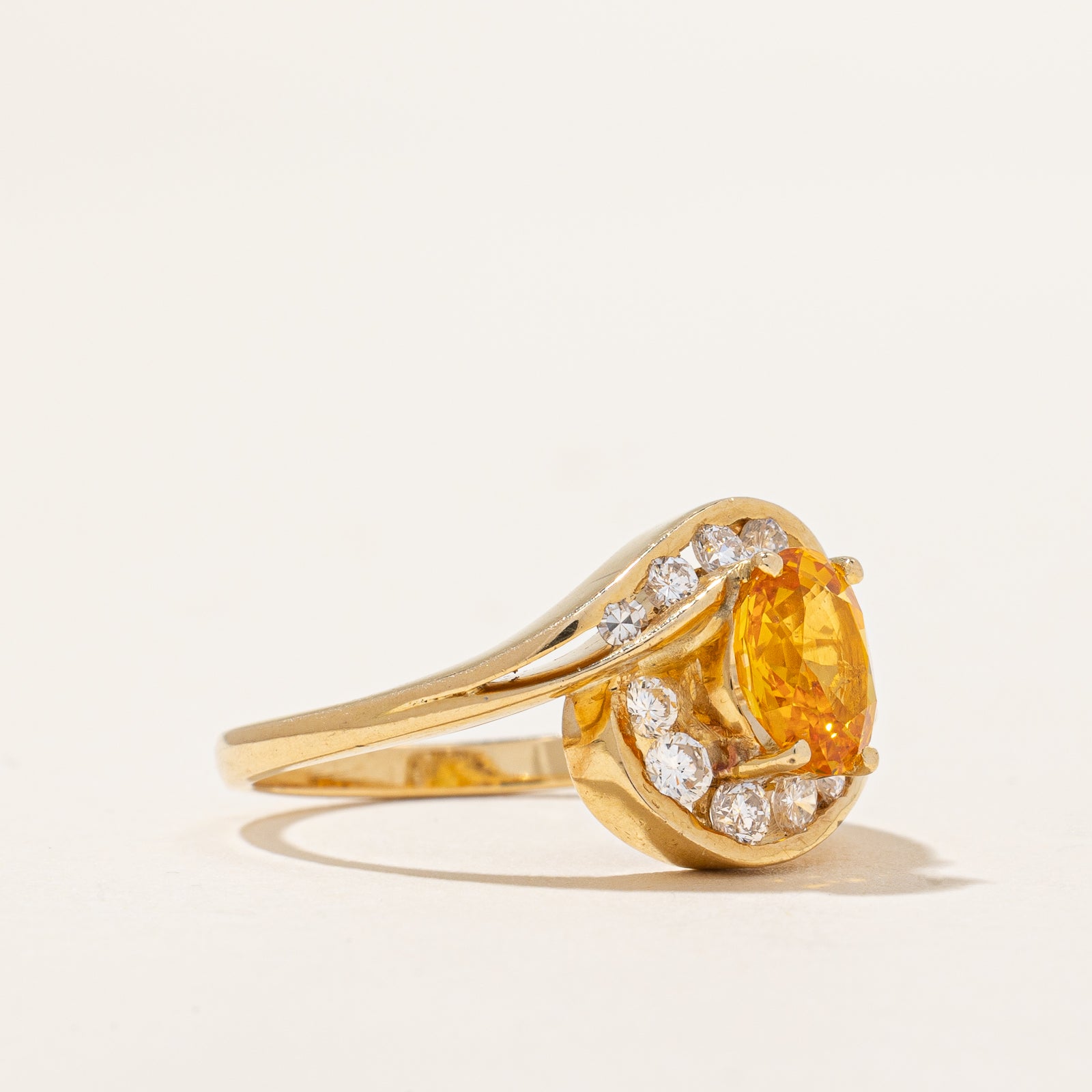 1.05ct Yellow Sapphire & 0.31ctw Diamond Bypass Ring - Size 6.5 | Elegant Wedding, Engagement & Anniversary Jewelry Gift for Women