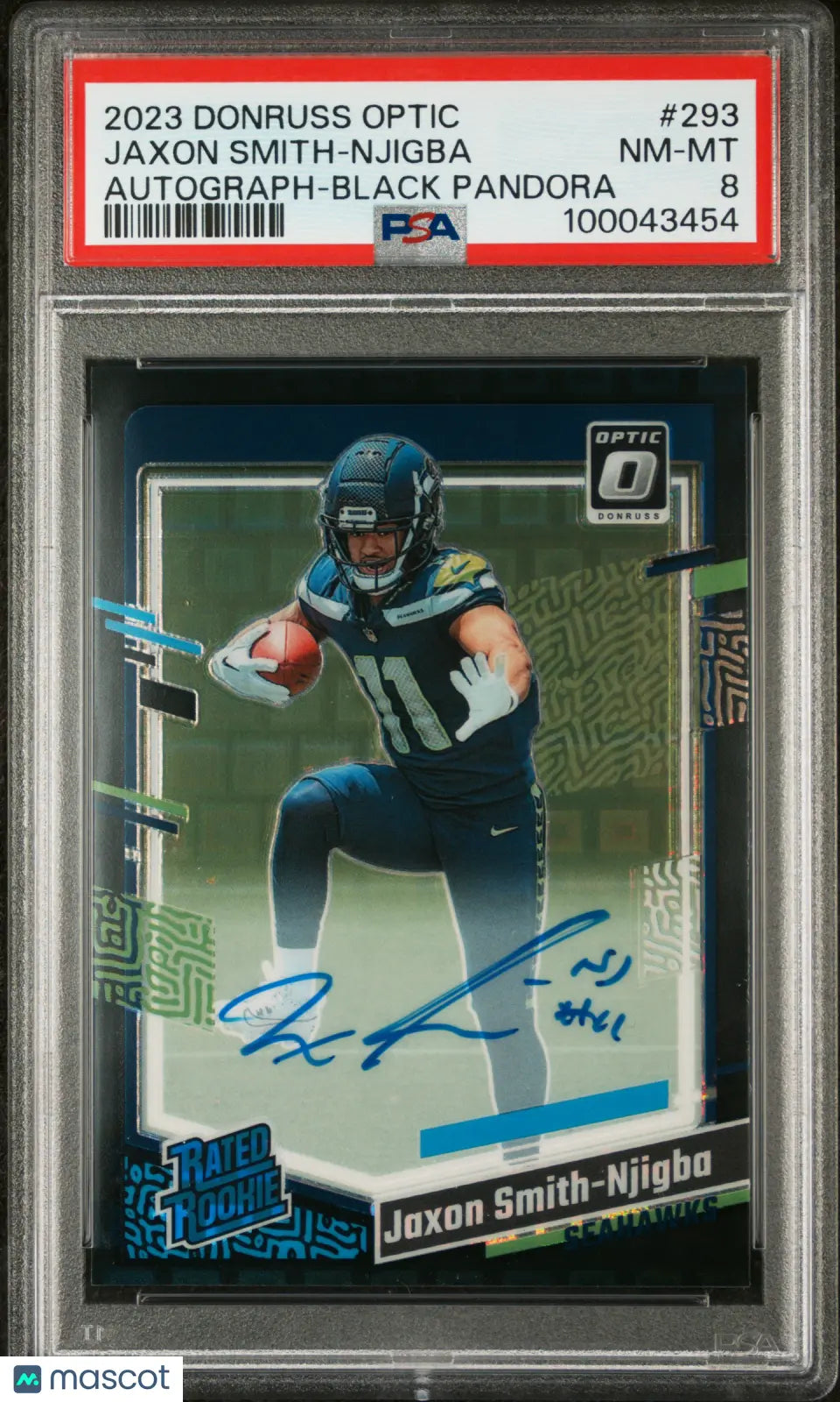 2023 Donruss Optic Rated Rookie Jaxon Smith-Njigba Black Pandora PSA 8 /25 - Rare Football Trading Card for Collectors & Fantasy Sports Enthusiasts