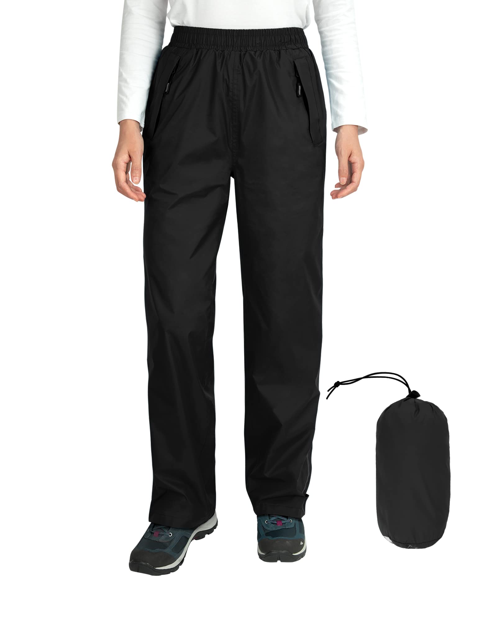 Outdoor Ventures Women's Waterproof Hiking Rain Pants - Packable, Windproof & Breathable for Outdoor Adventures, Camping & Travel