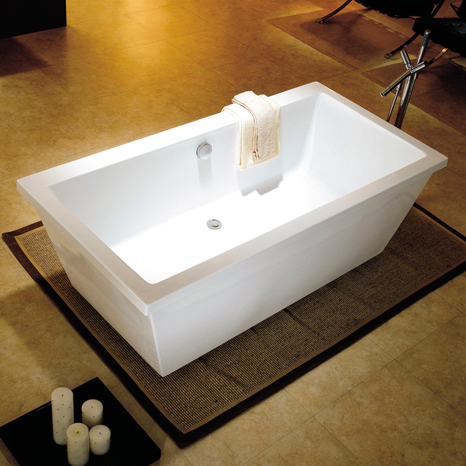 Aqua Eden 66 Inch Acrylic Freestanding Bathtub - Rectangular Double Ended Soaking Tub with Drain, Glossy White Finish | Perfect for Modern Bathroom & Spa Relaxation