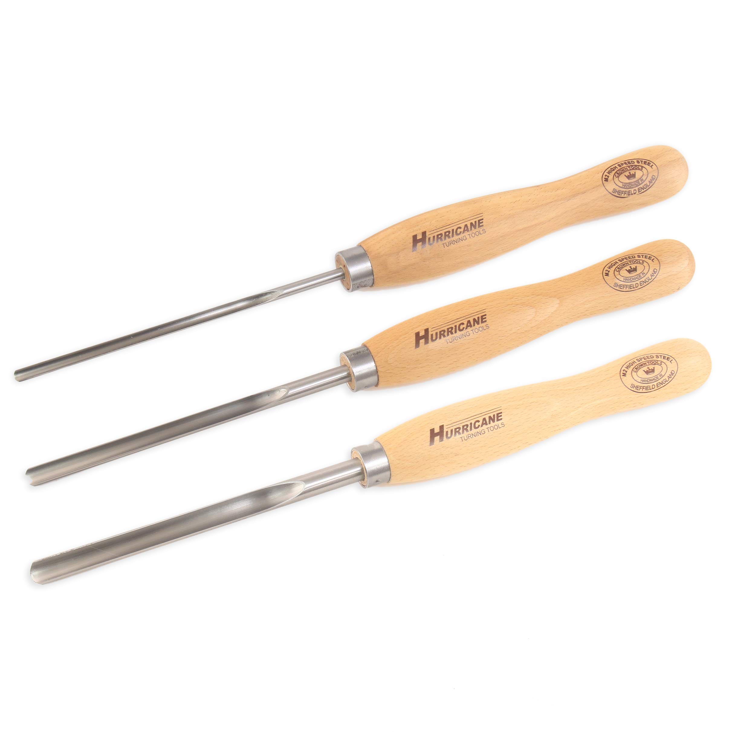 Premium M2 High-Speed Steel 3-Piece Spindle Gouge Set (1/2