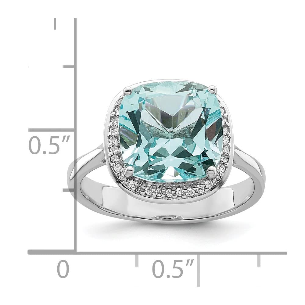 925 Sterling Silver Rhodium-Plated Light Blue Cubic Zirconia Halo Ring for Women | Elegant Engagement Promise Wedding Jewelry Gift | Perfect for Anniversaries, Proposals & Special Occasions