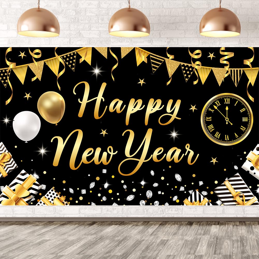 2025 New Year Party Decorations - Festive Banners, Backdrops & Supplies for New Year's Eve Celebrations | Perfect for Home, Office & Event Decor