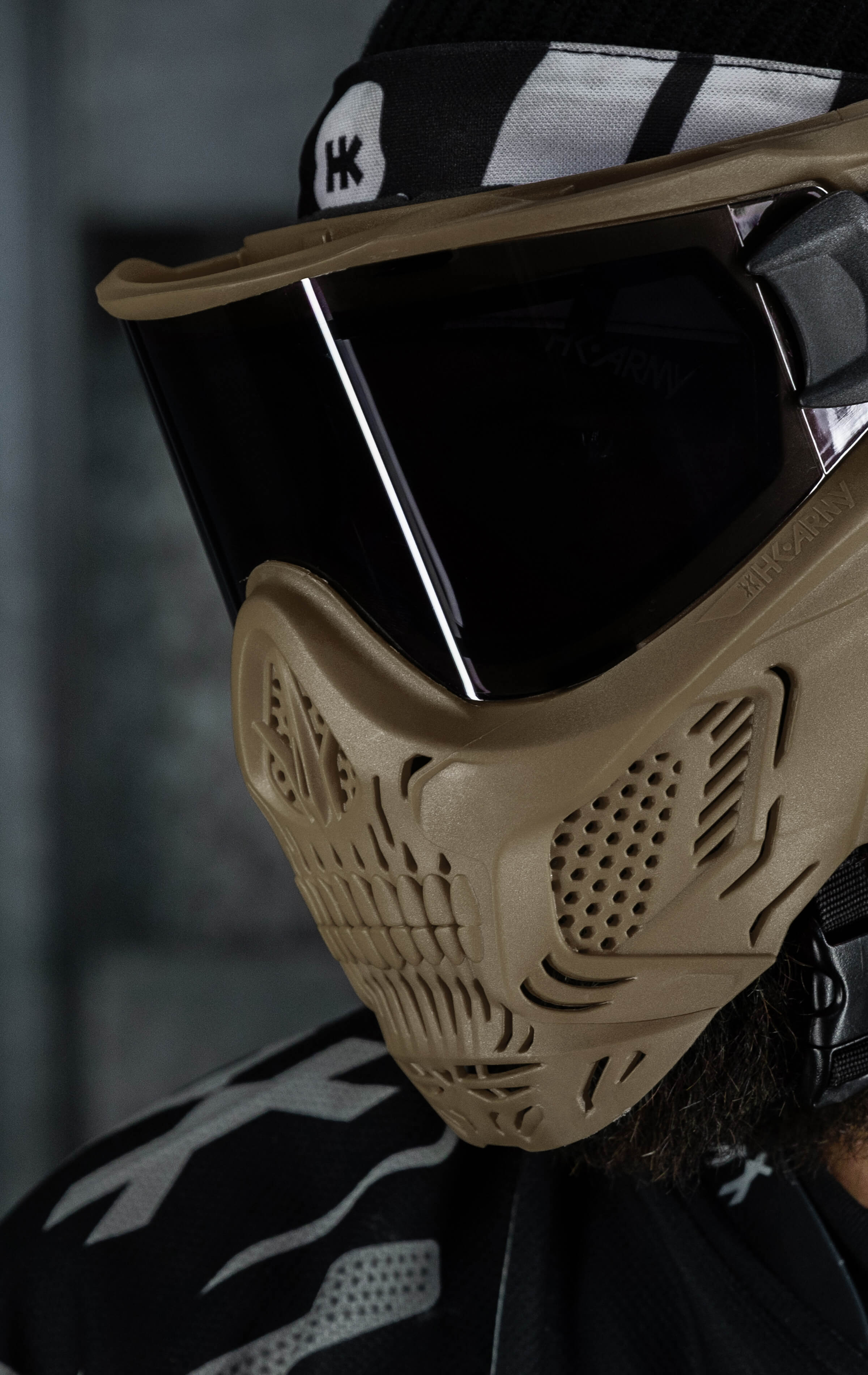 HSTL® Skull Goggle Grave Digger - Tan with Smoke Lens - Dirt Bike, ATV, Motorcycle Riding Protective Eyewear for Off-Road Adventures