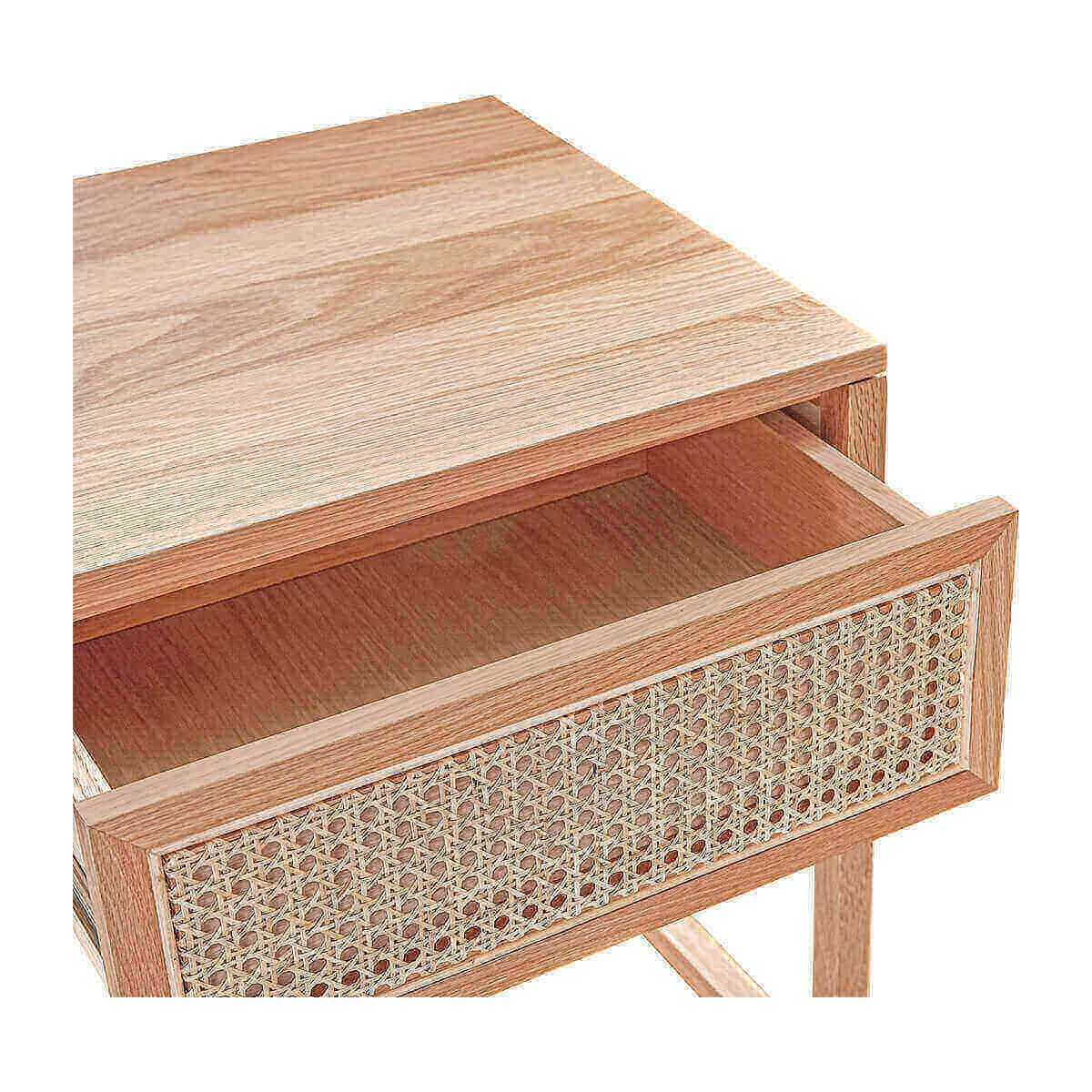 Rattan Bedside Table - Natural Woven Nightstand with Storage Shelf for Bedroom, Living Room, or Patio - Stylish and Durable Accent Table for Home Decor
