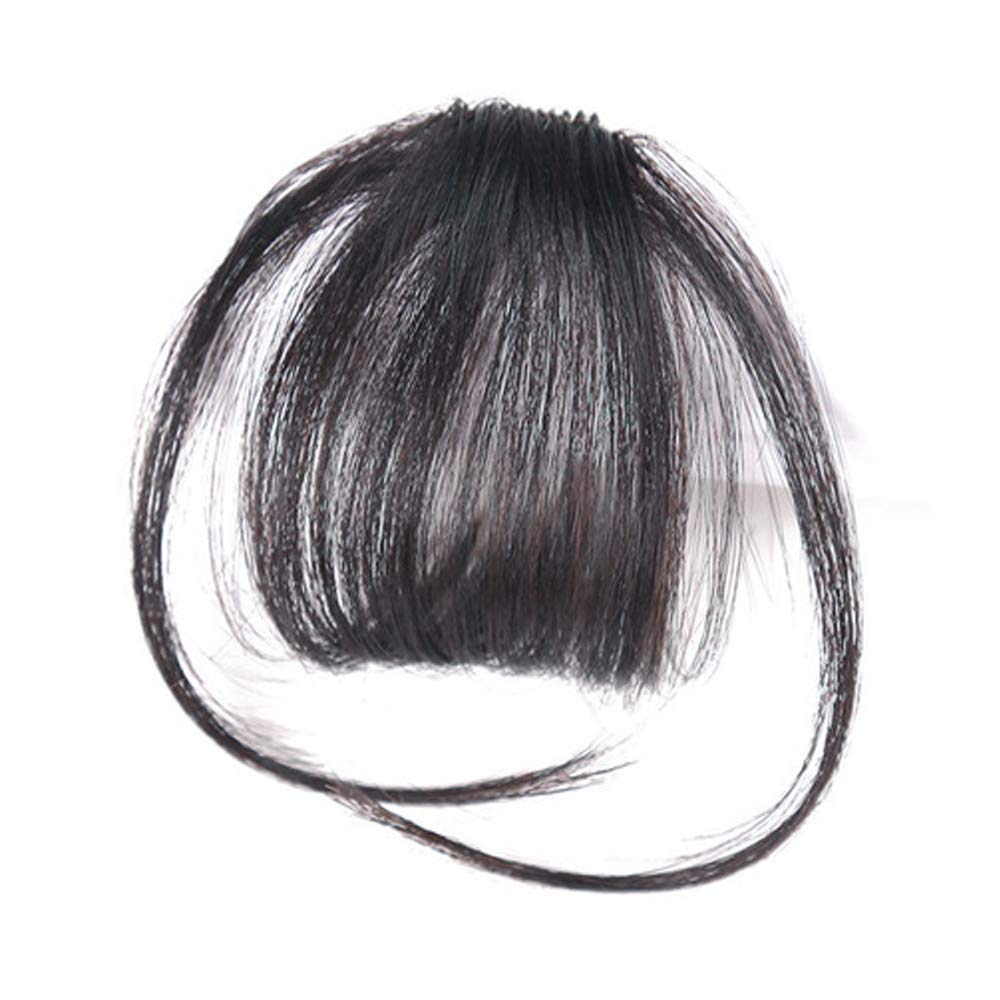 VIEWS Clip On Hair Bang Fringe - Women's Front Head Hair Extension Piece, Thin Natural Black Hair Extensions for Women & Girls | Perfect for Cosplay, Costume Parties & Daily Styling