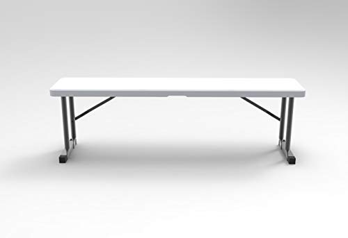 3 Foot Plastic Folding Bench - Lightweight & Portable White Resin with Sturdy Steel Frame, Perfect for Indoor & Outdoor Entertaining, Seats 3-4 People, 9