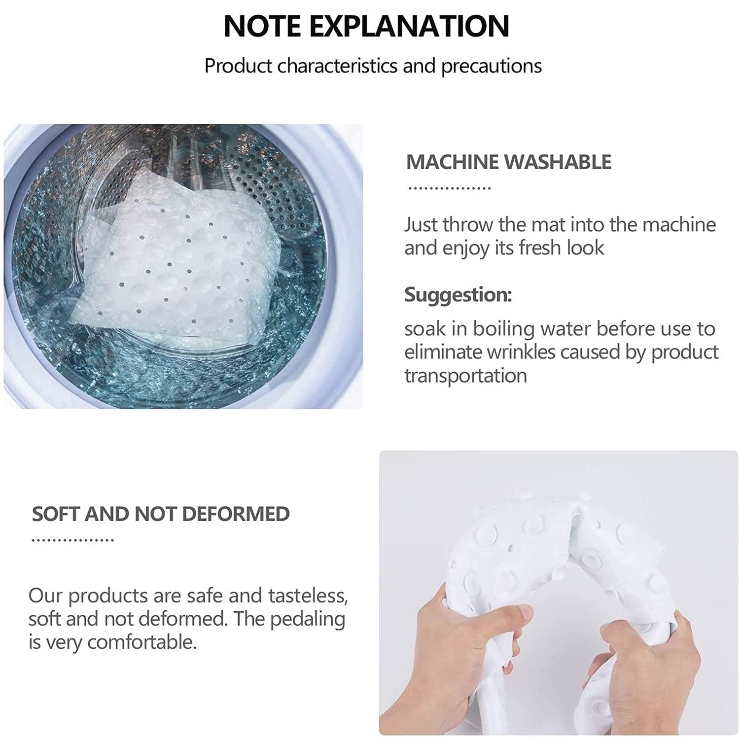 Non-Slip Corner Shower Mat with Suction Cups & Drain Holes - Machine Washable Bathroom Anti-Slip Quadrant Mat for Shower Stall - Perfect for Wet Bathrooms, Elderly Safety & Kids' Bath Time