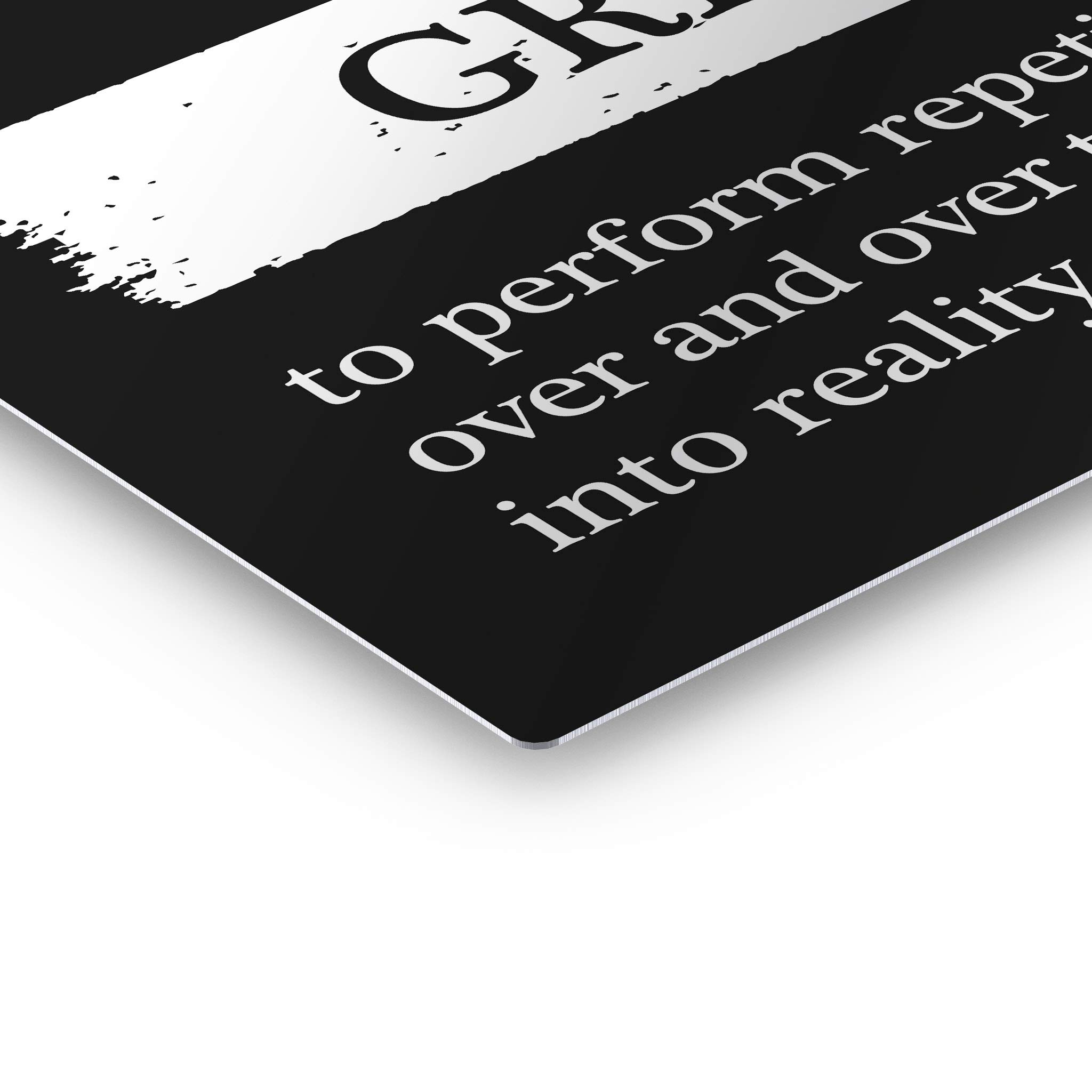 Smile Art Design Grind Definition Black & White Motivational Metal Wall Art - Inspirational Entrepreneur Quote Print - Modern Office & Living Room Decor - Perfect Gift for Graduation & Housewarming - Ready to Hang 11x17 Inches