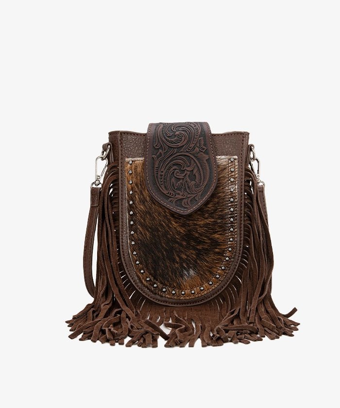 Trinity Ranch Genuine Hair-On Cowhide Fringe Crossbody Bag - Stylish Western Leather Purse for Women, Perfect for Country Concerts, Rodeos & Everyday Use