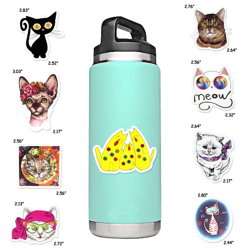 50 Pcs Cute Cat Stickers for Kindle, Kids, Water Bottles, Scrapbook, Laptop - Waterproof Vinyl Decals for School, Office & Home Decor
