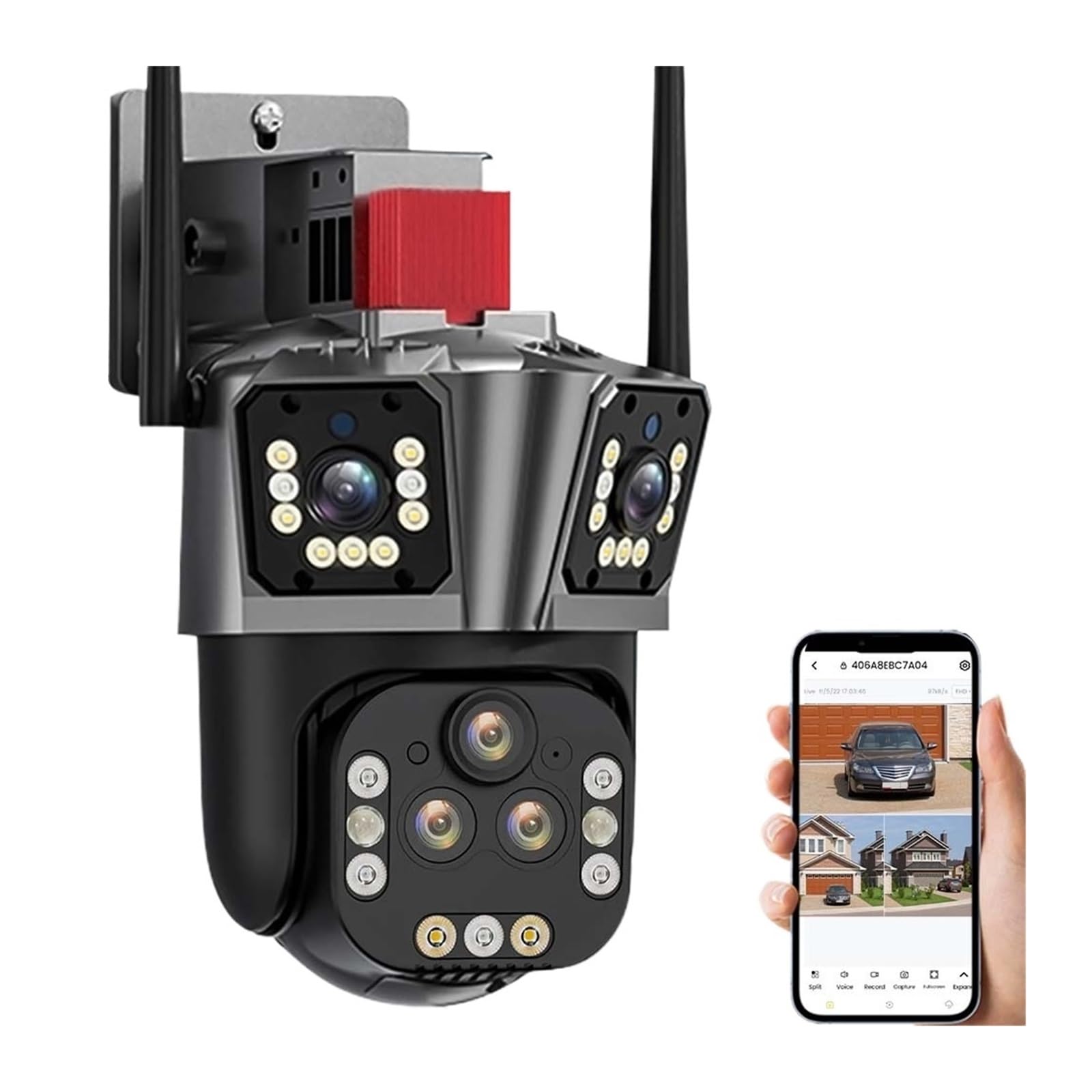 JOLIANE 20MP 10K IP Security Camera with 20X Zoom, 5-Lens PTZ, 4K Surveillance, Wireless Outdoor CCTV for Smart Home - Ideal for 24/7 Home Security Monitoring (Includes 128GB Storage)