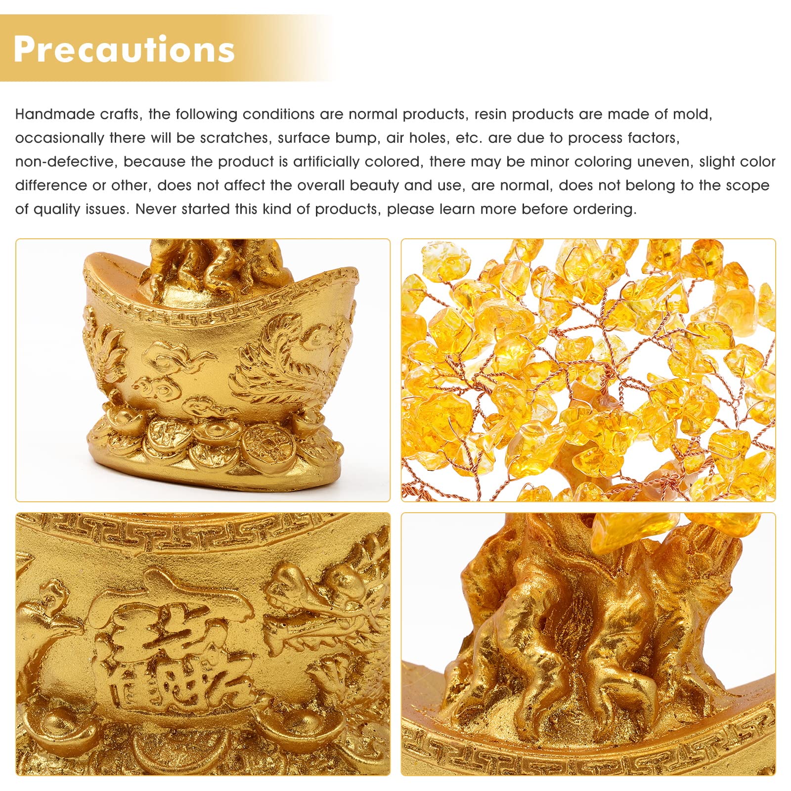 Bwinka Feng Shui Money Tree - Golden Ingot Crystal Wealth Tree for Office & Home Decor, Attract Prosperity & Good Luck | Perfect Desk Ornament for Workplace, Living Room & Gift Giving