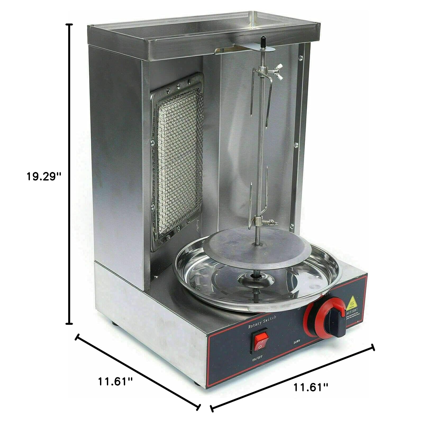 Commercial Gas Shawarma Machine - Vertical LPG Kebab Grill, Smokeless BBQ Rotisserie Oven with 1 Burner, 110V for Restaurants, Food Trucks & Catering Events