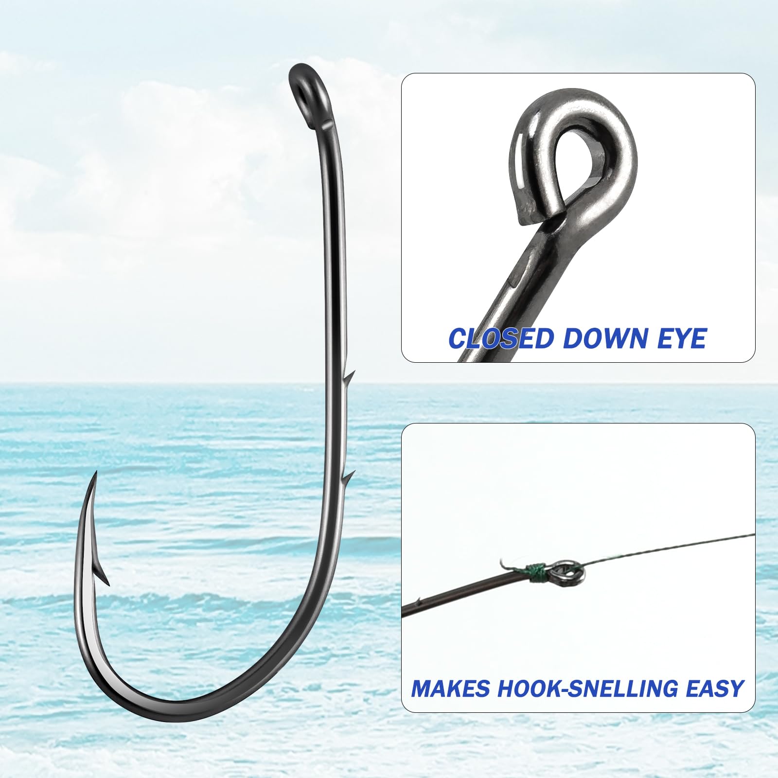 Dr.Fish 100 Pack Baitholder Fishing Hooks - Freshwater & Saltwater Hooks with Down Eye Offset Design for Walleye, Trout, Crappie, Panfish, Bluegill - Perfect for Lake, River, and Ocean Fishing Adventures