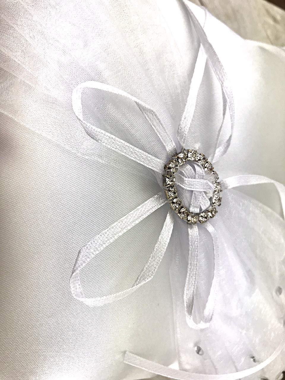 OOKI 8x8 Inch Pearl White Satin Wedding Ring Bearer Pillow - Elegant Bridal Accessory for Ceremony Decorations & Wedding Reception Decor