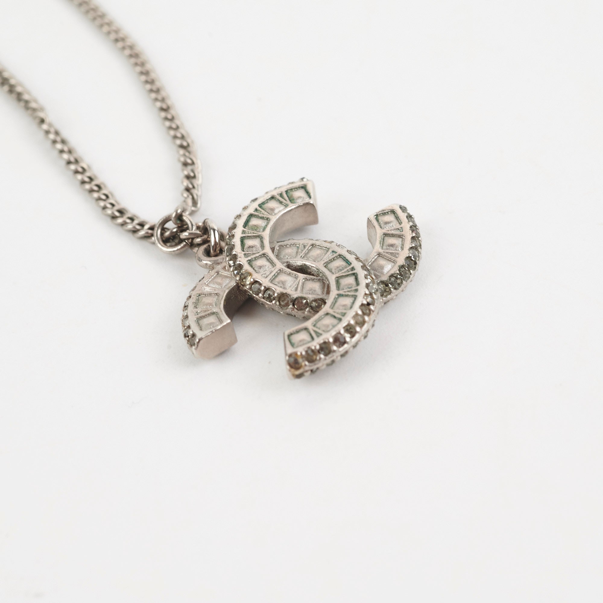 Chanel CC Logo Pendant Necklace in Sterling Silver - Elegant Jewelry for Women, Perfect for Parties, Weddings & Everyday Wear