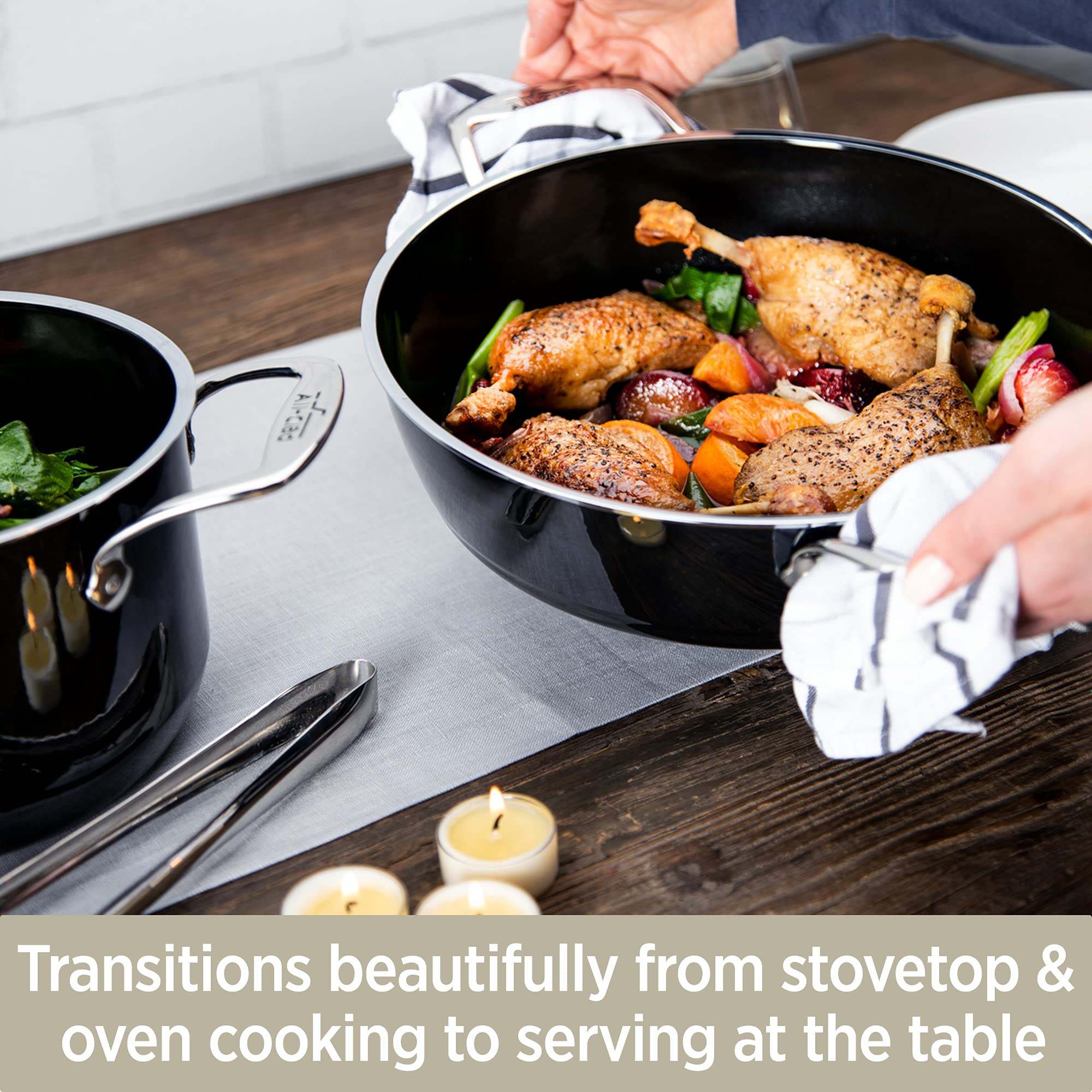 All-Clad FusionTec 7 Quart Ceramic & Steel Core Stockpot - Induction Compatible, Oven & Broiler Safe Up to 500°F - Premium Cookware for Soups, Stews & Pasta - Ideal for Home Chefs & Professional Kitchens