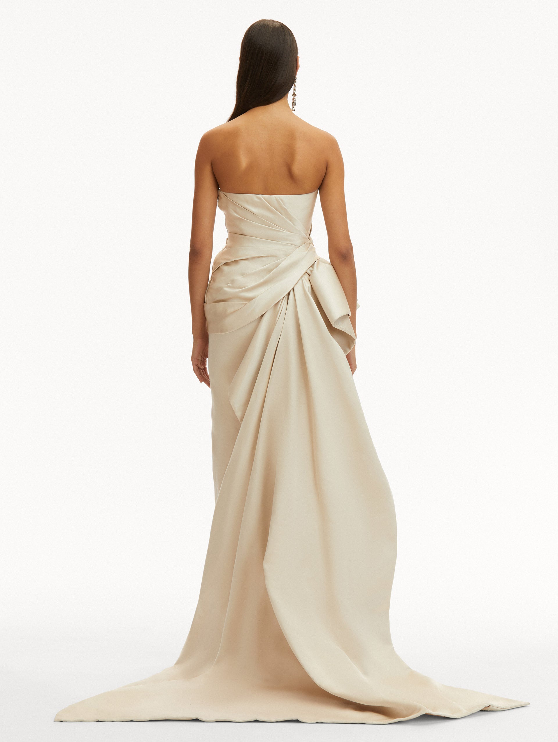 Elegant Bow Detailed Column Gown for Women - Perfect for Weddings, Proms & Formal Events