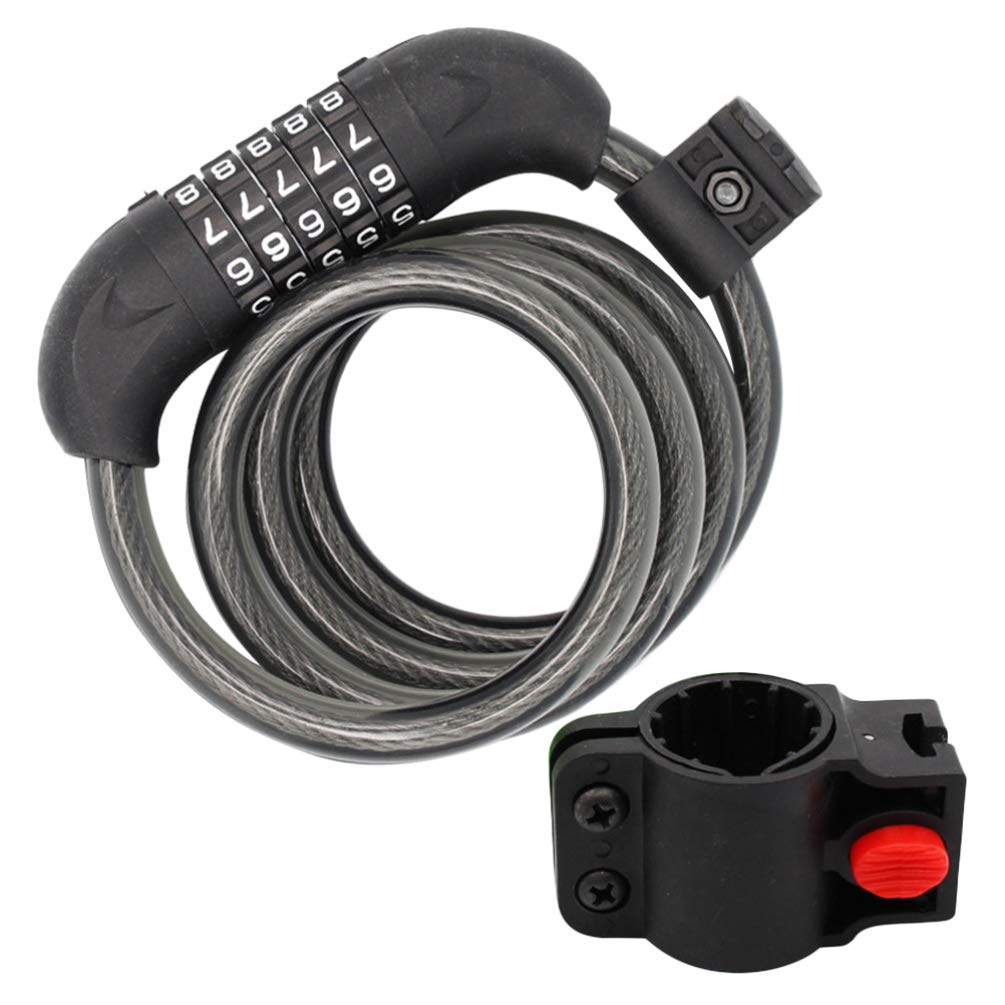 Heavy Duty Motorcycle Disc Lock - 5-in-1 Anti-Theft Bike Chain Lock with Combination for Mountain Bikes, Iron Sliding Door & Cable Security - Perfect for Outdoor Parking, Garage Storage & Travel Protection