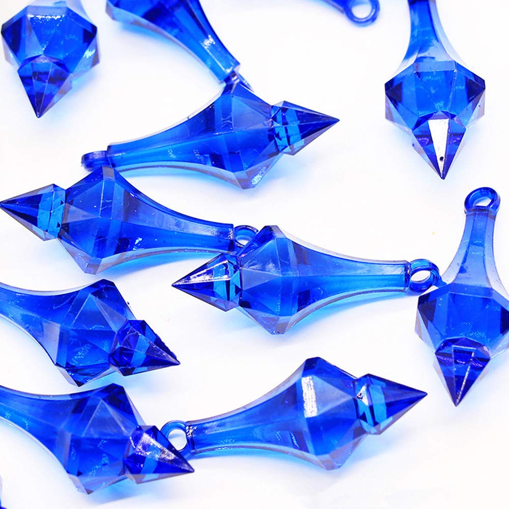 48mm Royal Blue Acrylic Chandelier Drops - 65 Pcs Wedding Decorations for Chandeliers, Bridal Showers, Table Centerpieces & Home Lighting Accents