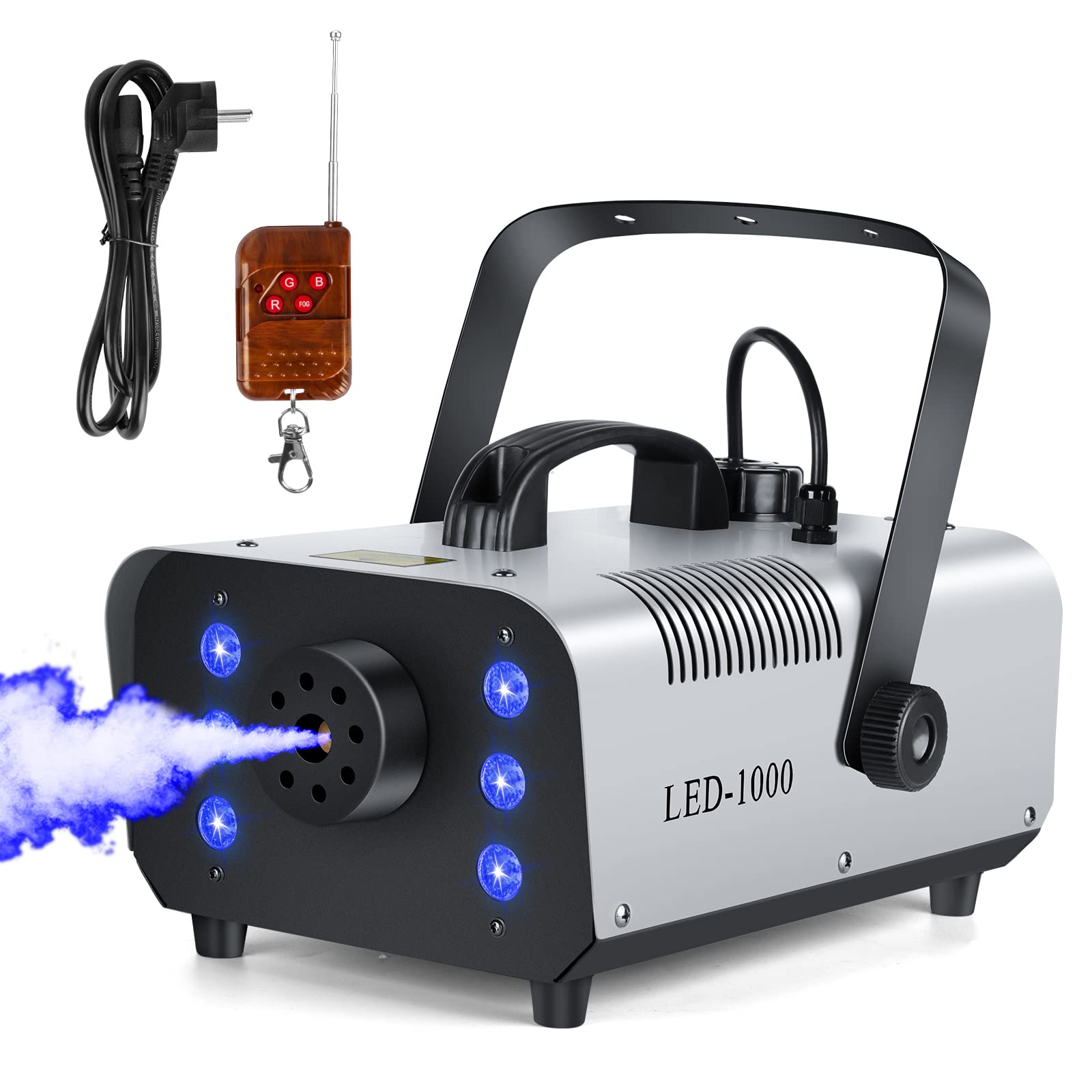 1000W DMX Fog Machine with Wireless Remote Control - 6 LED RGB Lights for Smoke & Haze Effects | Perfect for Halloween Parties, Stage Performances, Theatrical Shows, Weddings and Home Atmosphere Creation
