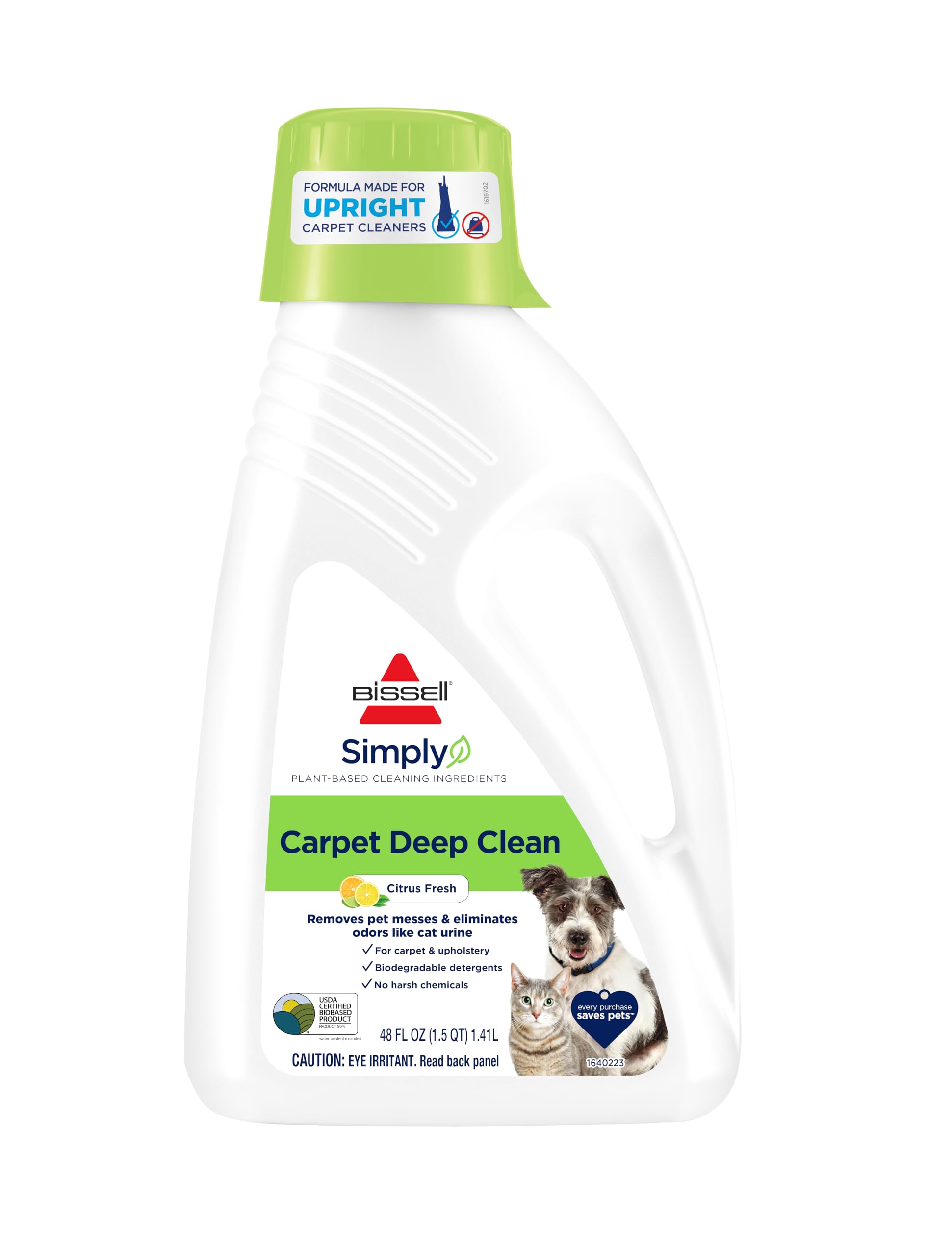Bissell Simply Upright Carpet Cleaner Formula - 48 Fl Oz | Professional Carpet Cleaning Solution for Home & Office | Perfect for Deep Cleaning Carpets, Upholstery & Stairs