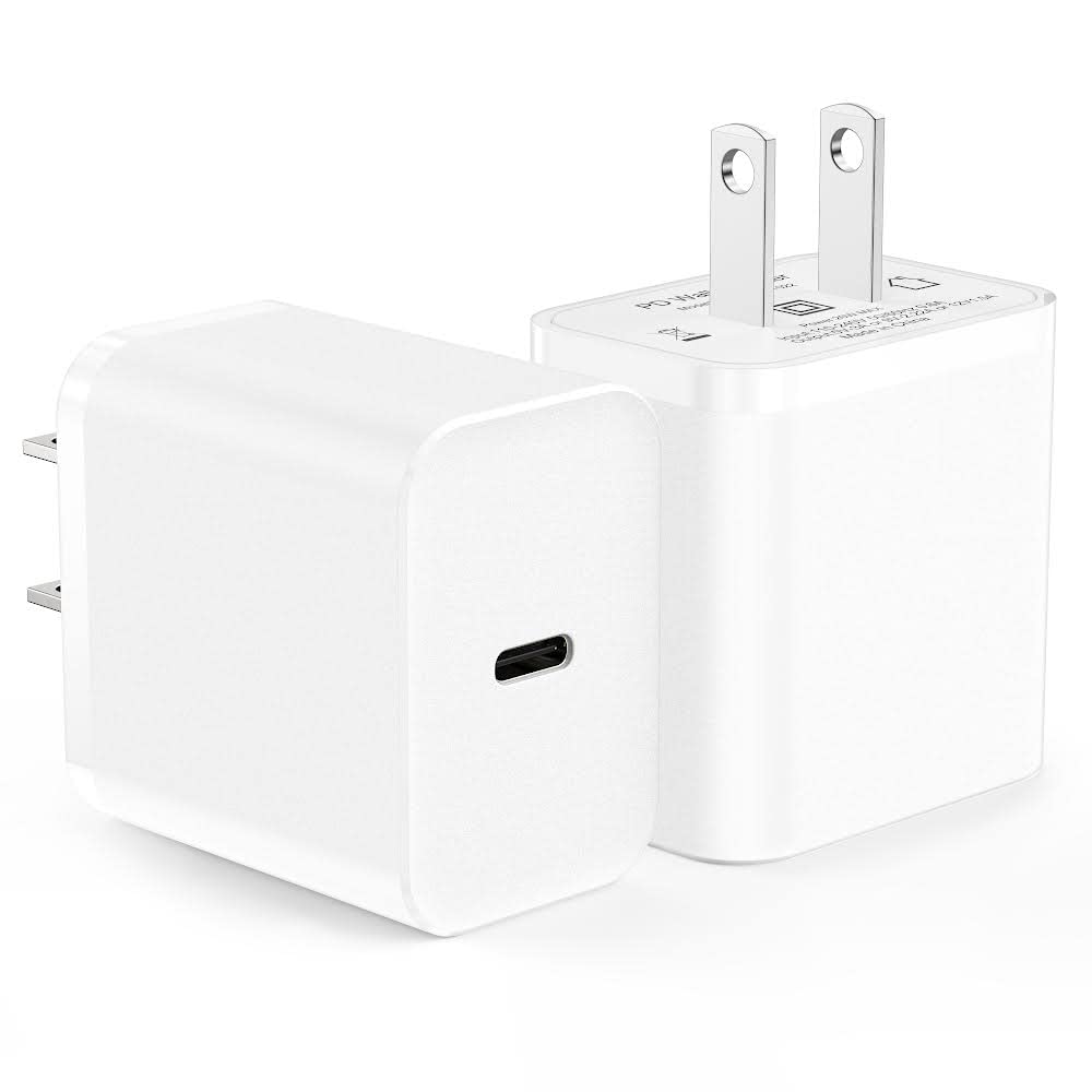 20W USB C Fast Charger for iPhone 15 Pro - 2 Pack PD Wall Charger Adapter Compatible with iPhone 14/13/12/11 Pro Max, iPad, Galaxy S20/S10+ - Perfect for Home, Office & Travel Charging