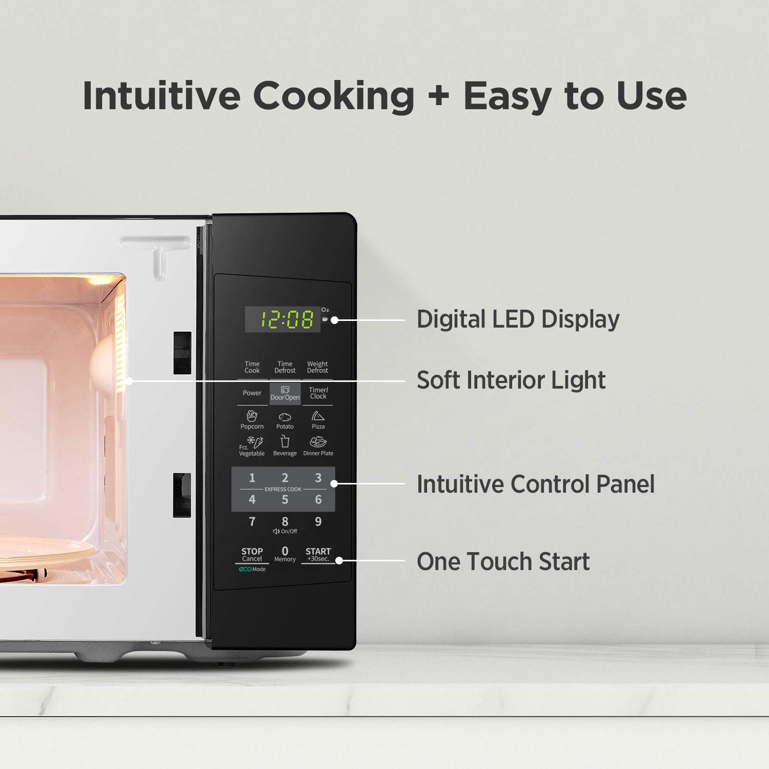 COMFEE 0.7 Cu Ft Compact Countertop Microwave Oven - Black | Sound On/Off, ECO Mode & One-Touch Buttons | Perfect for Dorms, Small Kitchens & Office Break Rooms