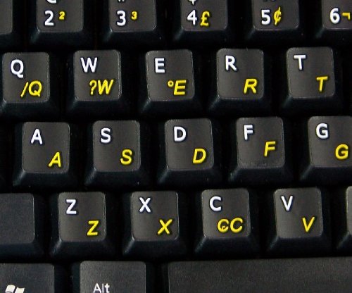 Portuguese Brazilian - English Non-Transparent Keyboard Labels on Black Background for Desktop, Laptop & Notebook - Perfect for Bilingual Typing, Coding & Office Work