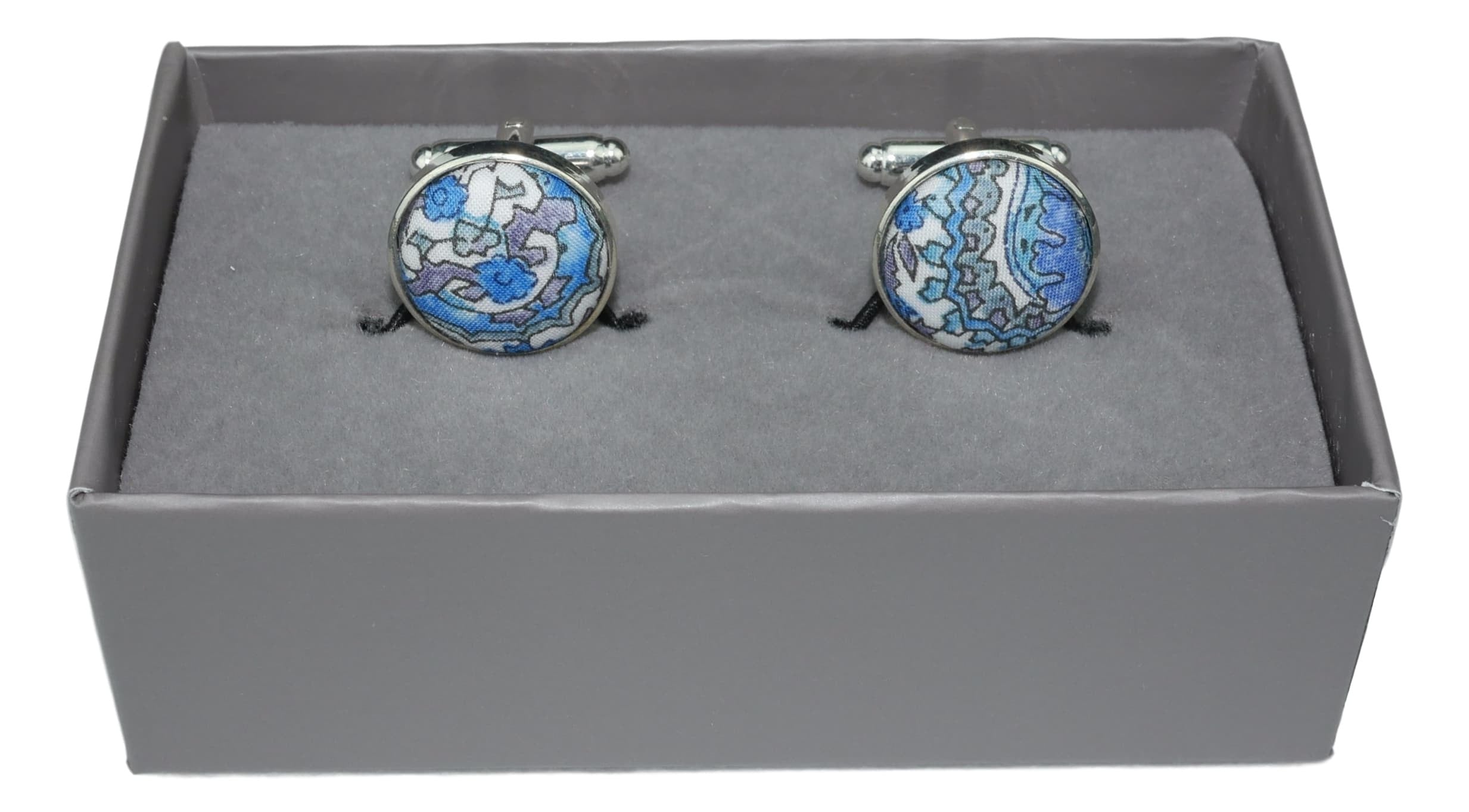 Elegant Blue Paisley Cufflinks for Men - Stylish Dress Shirt Accessories for Weddings, Business & Formal Events