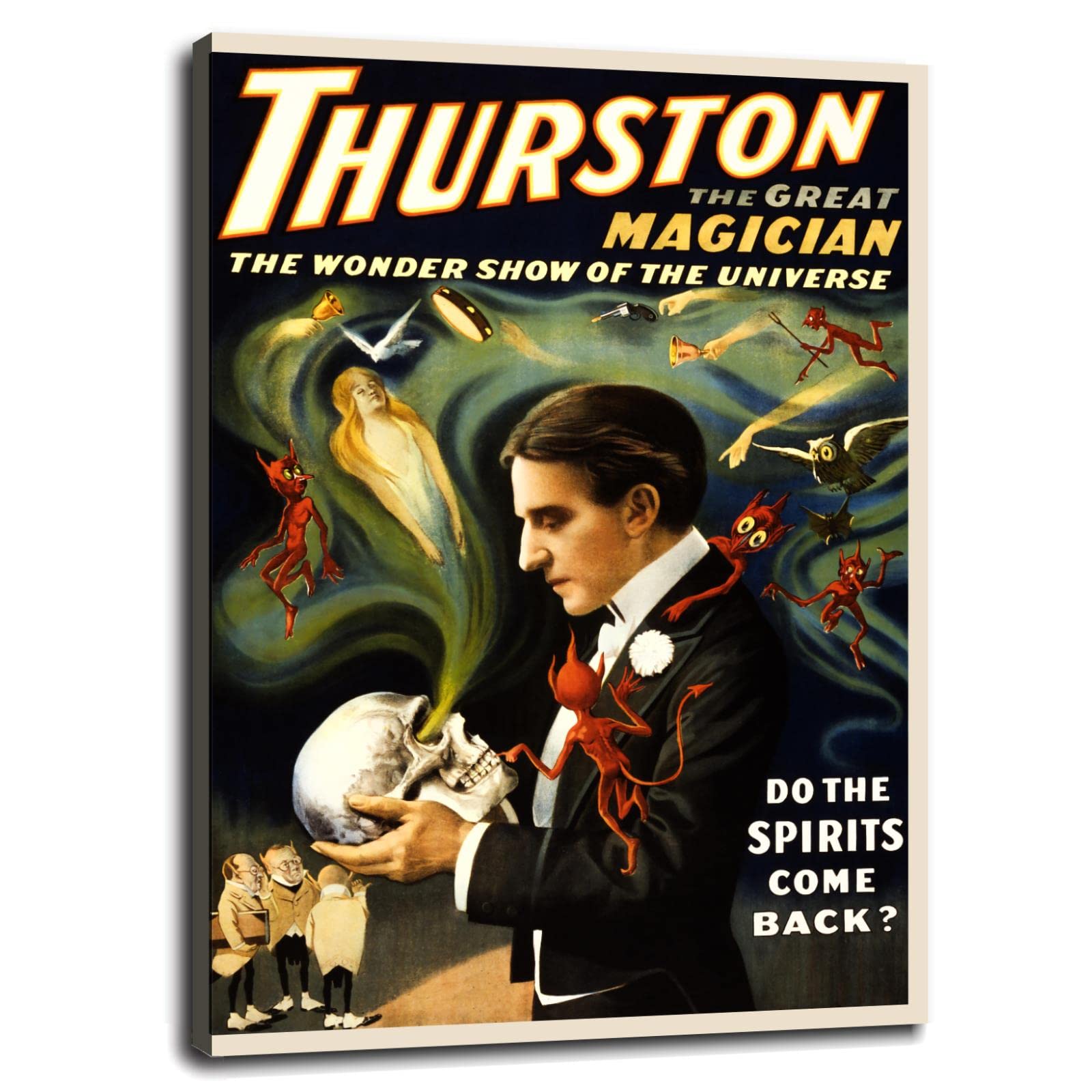Thurston The Great Magician 1914 Vintage Magic Poster - 32x24 Inch Framed Canvas Wall Art Print for Home & Office Decor - Perfect for Magic Shows, Theater Rooms & Collector Displays
