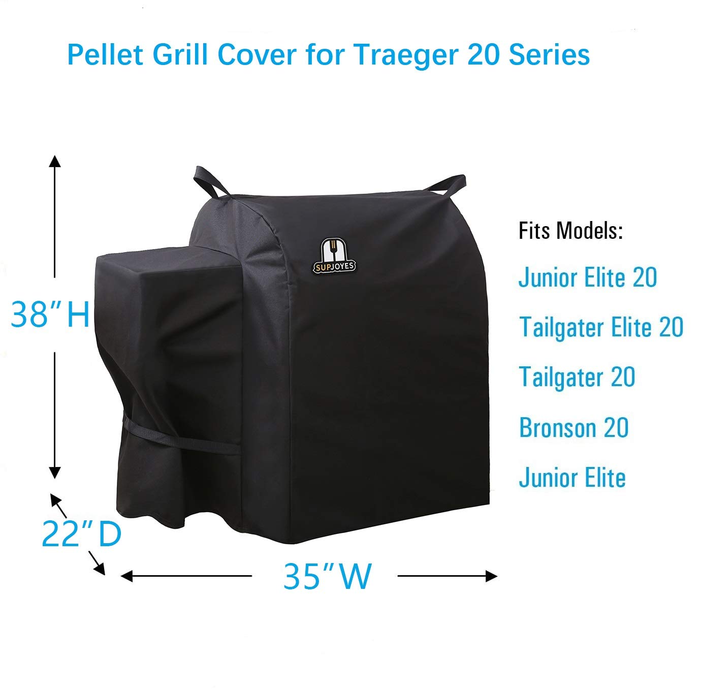 Heavy Duty Waterproof Grill Cover for Traeger Tailgater 20 Series - Full Length Wood Pellet BBQ Accessories for Traeger Junior & Tailgater Grills - Outdoor Cooking, Camping & Backyard BBQ Protection