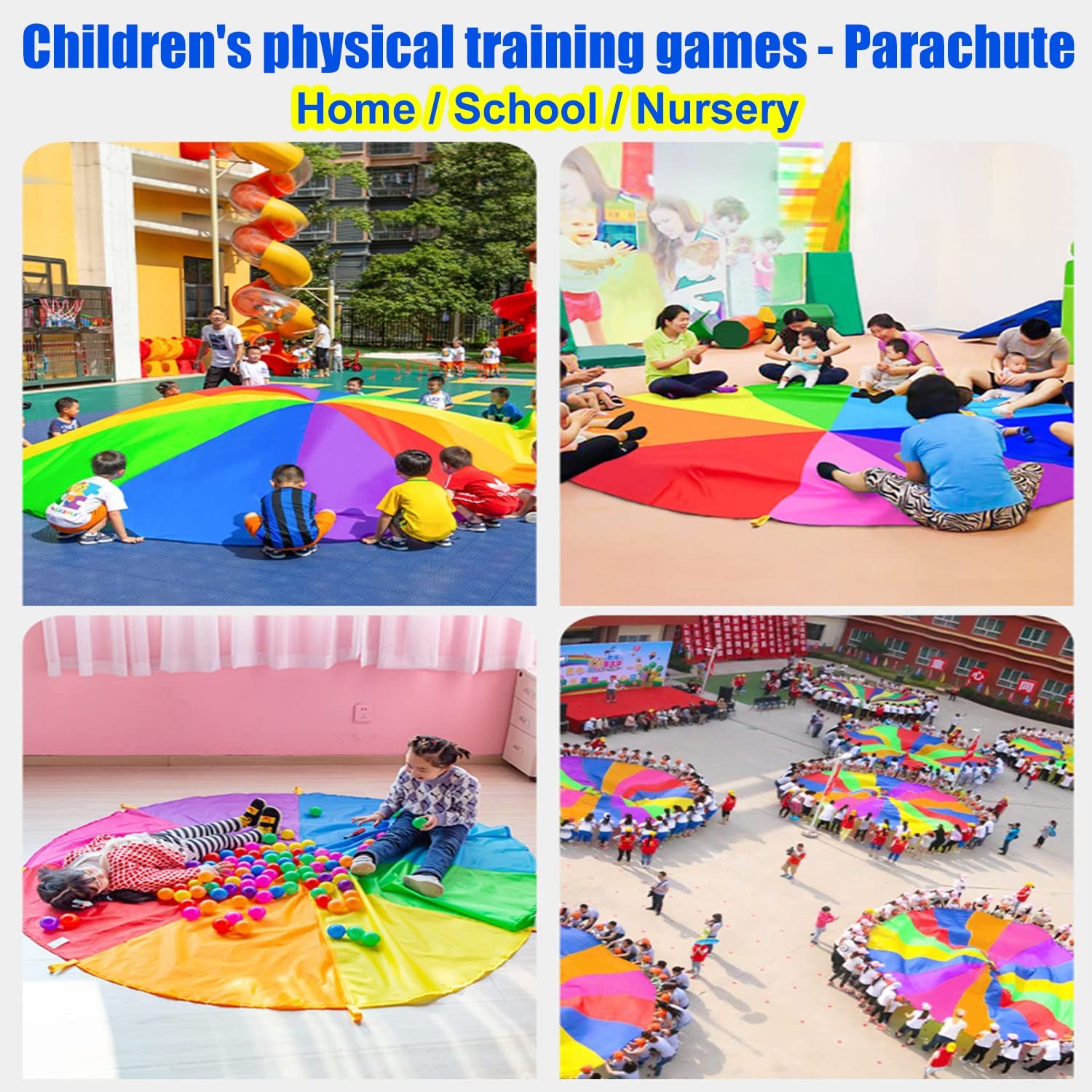 ZMQJEQANBG Kids Play Parachute - 6.5ft Durable Oxford Fabric Parachute for Outdoor Games, Physical Training & Team Activities - Perfect for Birthday Parties, School PE Classes & Backyard Fun