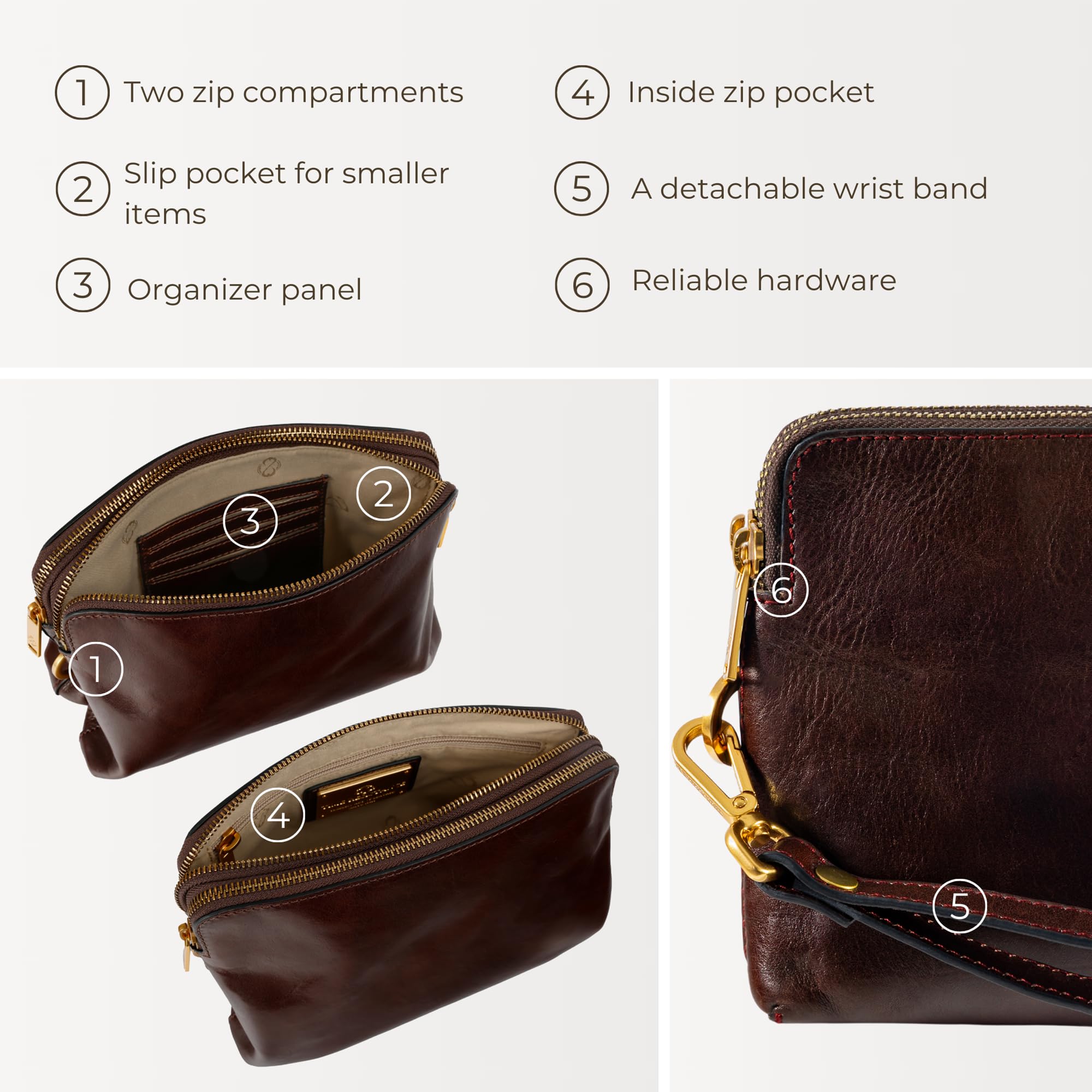 Premium Italian Leather Clutch for Men - Handmade Organizer Wrist Bag & Slim Briefcase - Time-Resistant Luxury Gift Box Included - Perfect for Business, Travel & Formal Occasions