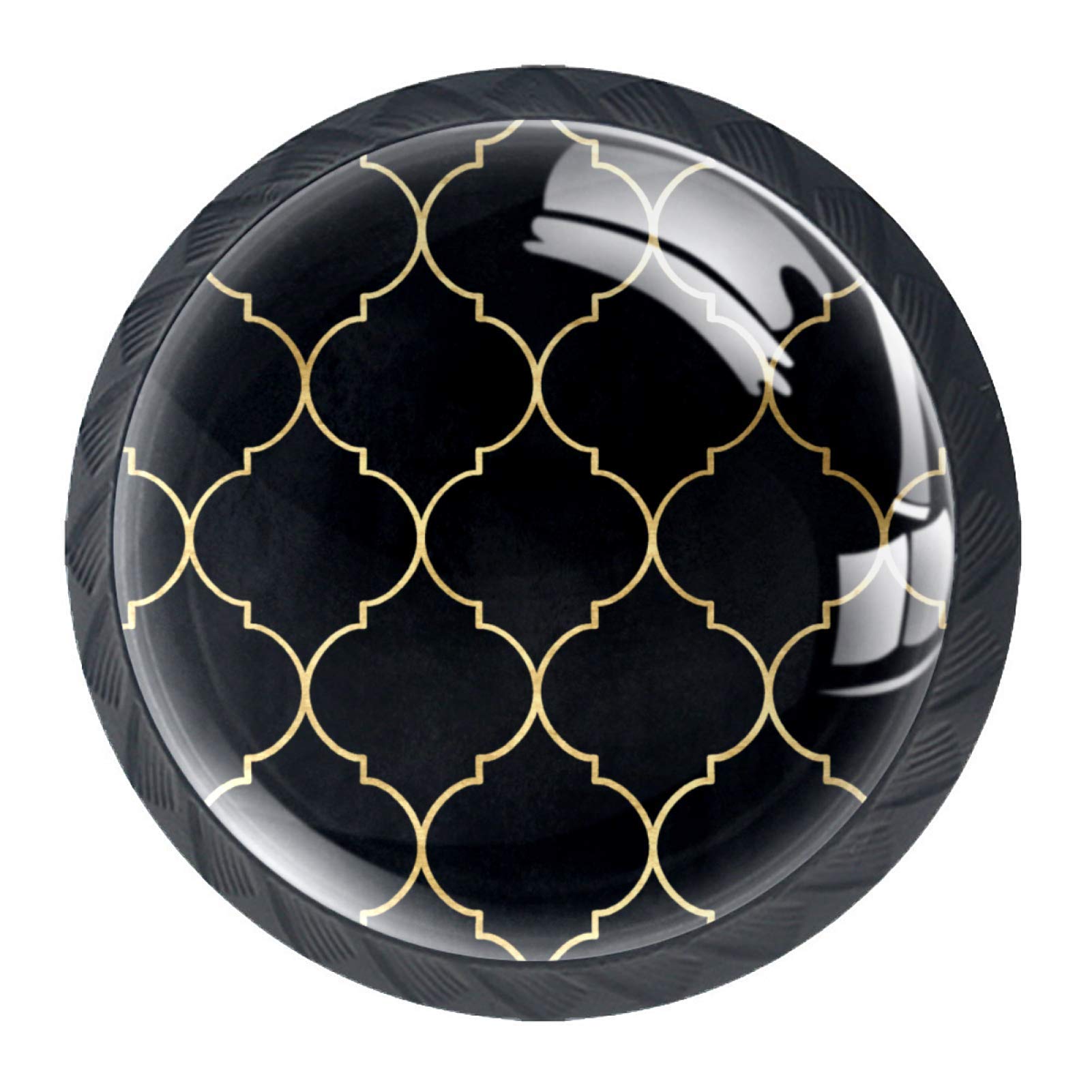 Vintage Black Moroccan Velvet Gold Line Cabinet Knobs - Pack of 4 - Elegant Drawer Pulls for Kitchen, Dresser, Cupboard, Wardrobe, Bathroom & Office - Perfect for Home Decor & Furniture Upgrade