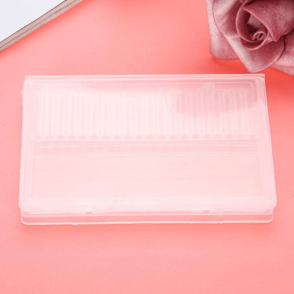 GOTOTOP 20 Slots Transparent Nail Drill Bit Storage Box - Nail File Organizer Case for Professional & Home Manicure Tools - Perfect for Salon Display, Travel & DIY Nail Art Storage