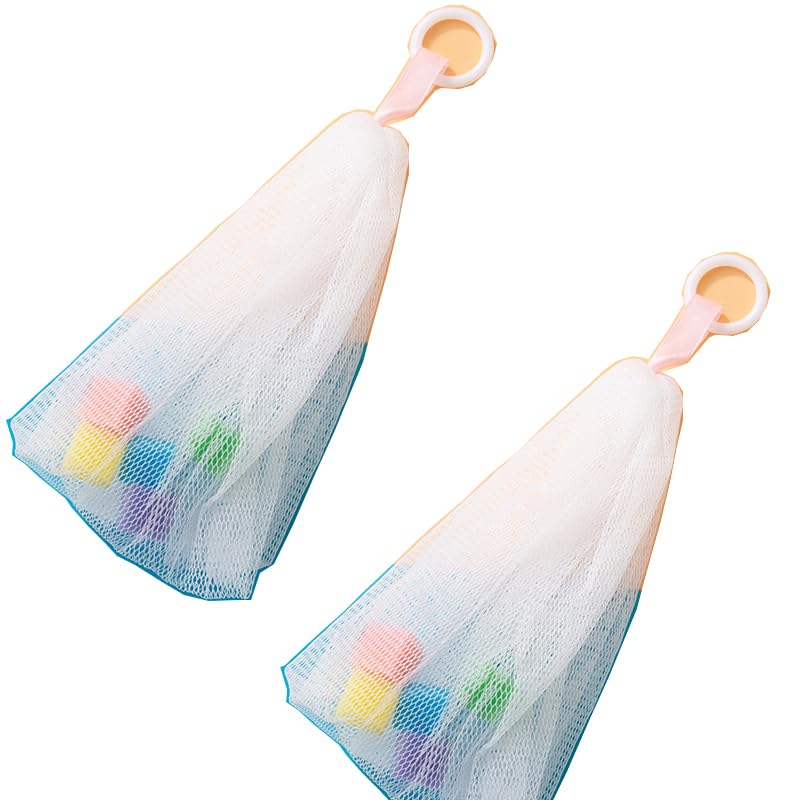 2-Piece Bubble Net Foaming Mesh Bag for Luxurious Bath & Skin Care | Creates Rich Suds & Bubbles | Perfect for Spa, Relaxation & Kids Bath Time