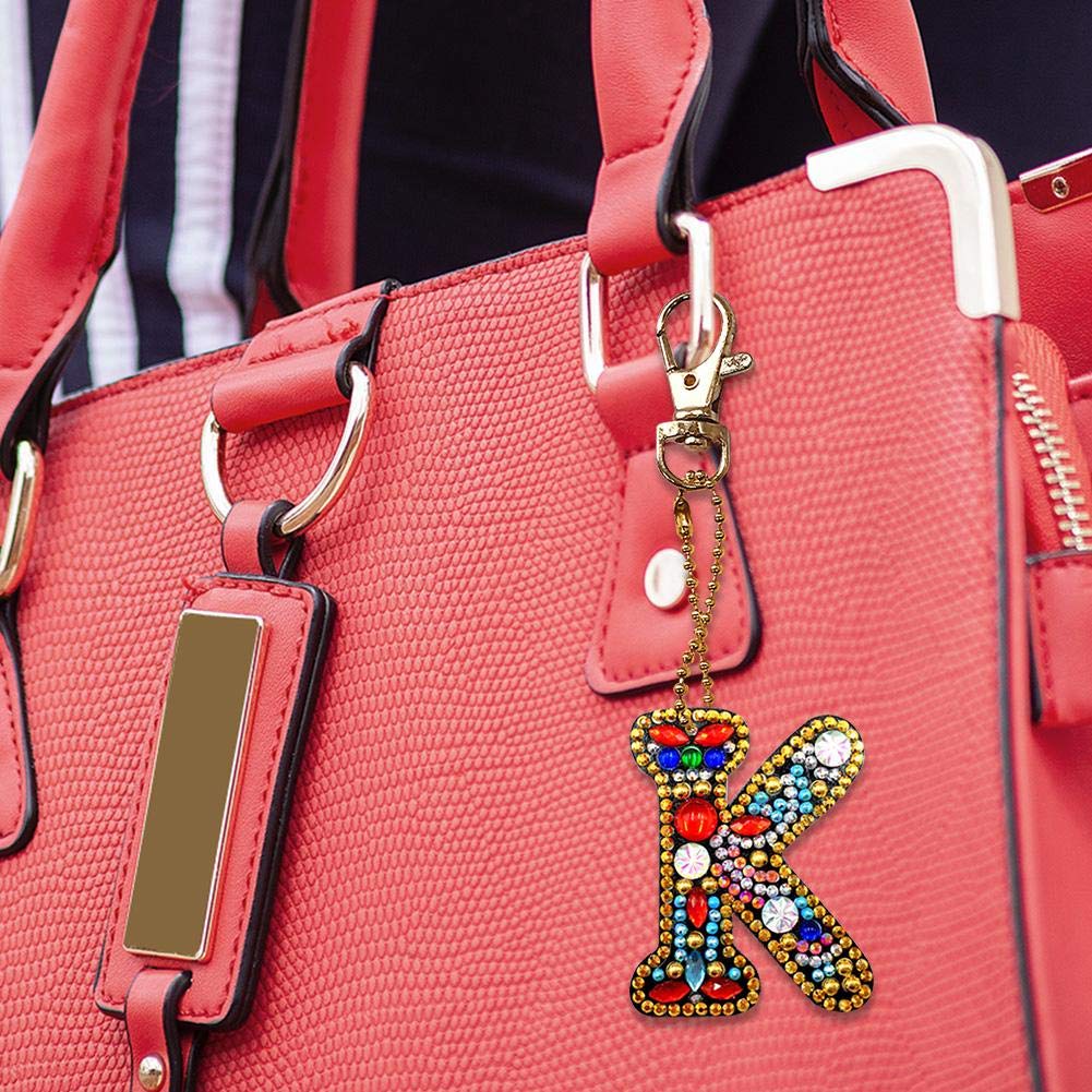 5D Diamond Painting Keychain Kit - DIY Full Drill A-Z Letter Keychains with Crystal Rhinestones, Mosaic Art by Number for Adults | Perfect for Gifts, Home Decor & Craft Projects