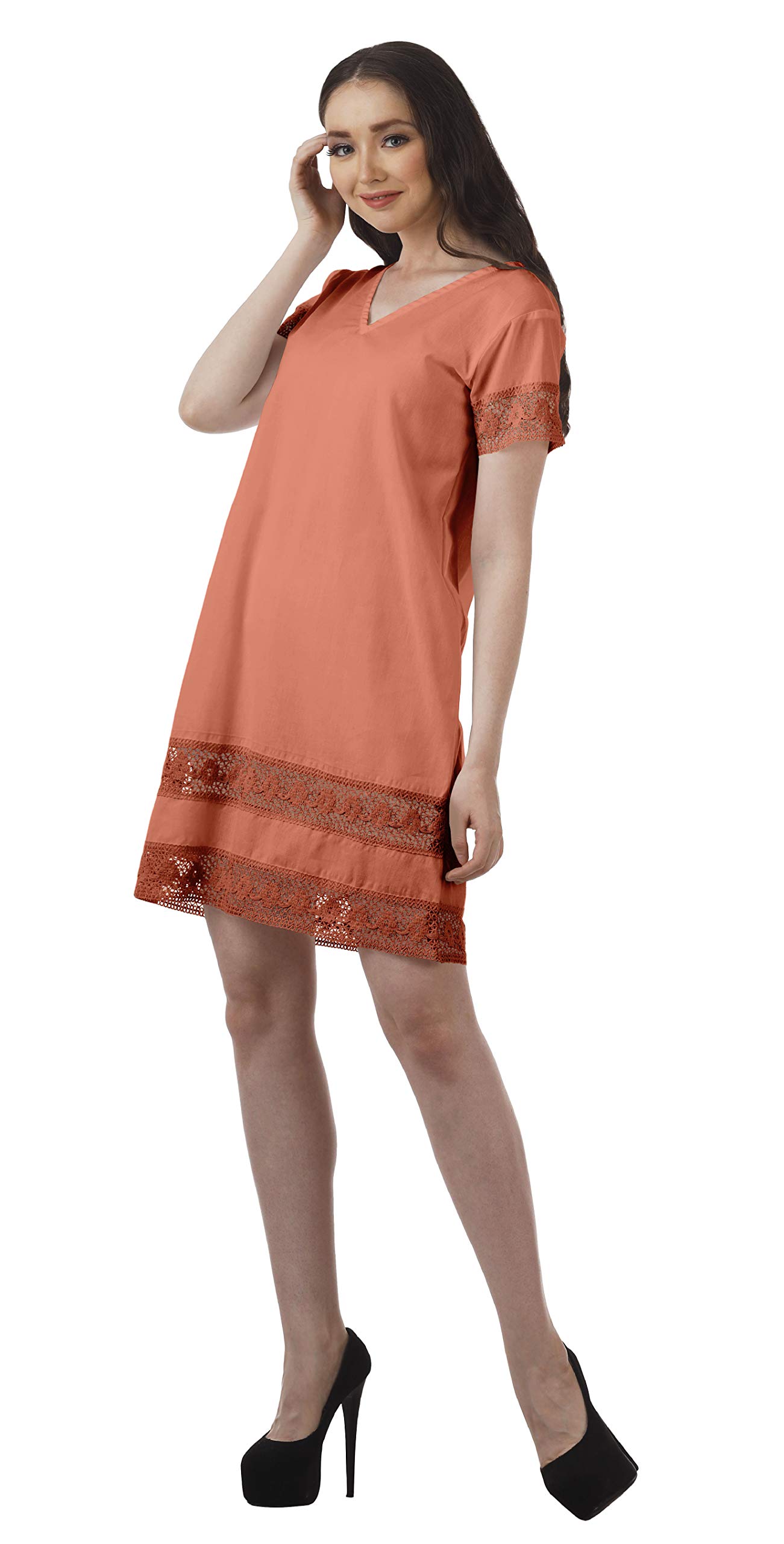 Plus Size Women's Cotton Beach Dress - Moomaya Solid Summer Outfit for Ladies | Comfortable & Stylish for Vacations, Pool Parties & Tropical Getaways