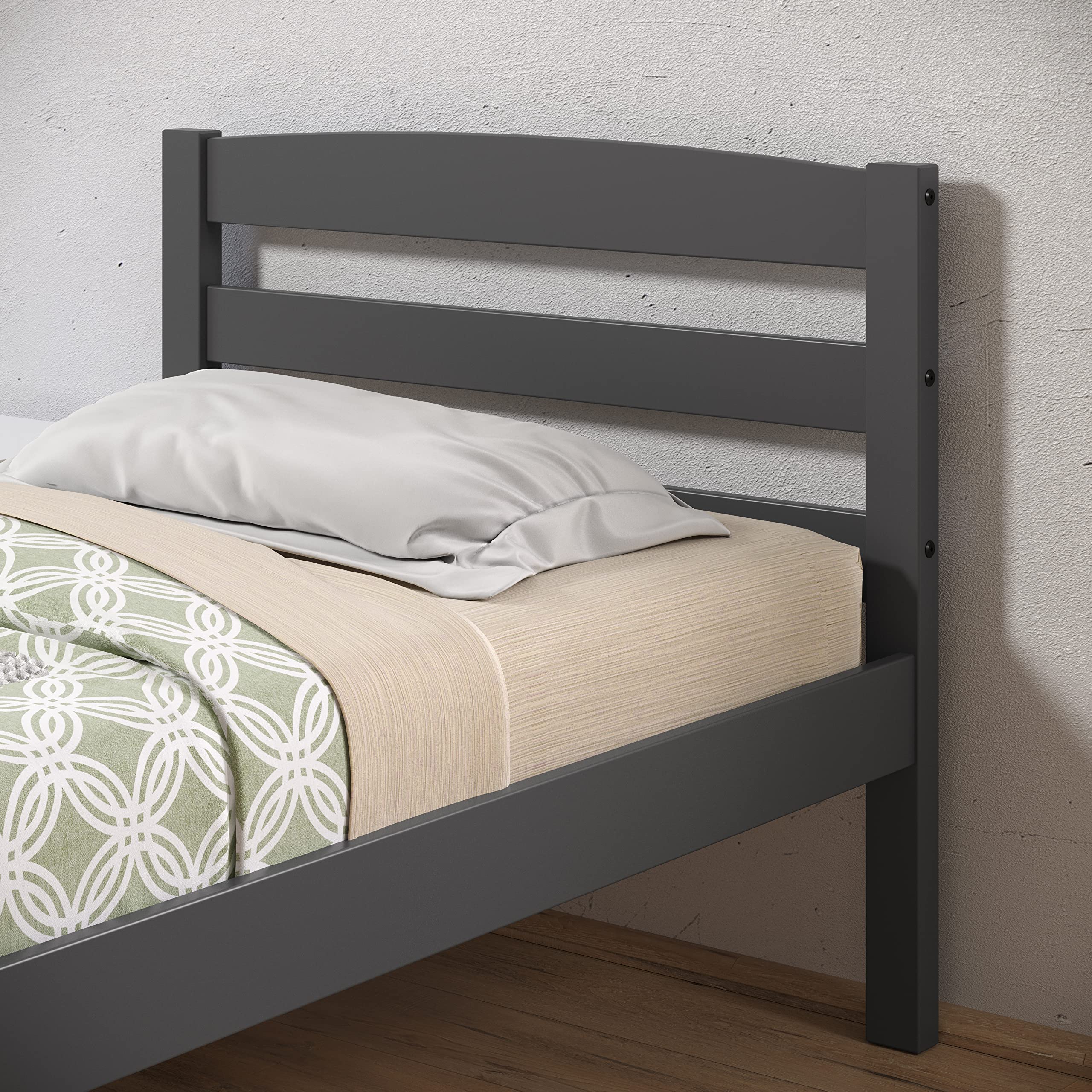 Donco Kids Twin Econo Bed Frame - Dark Grey Wood Finish for Toddler & Kids Bedroom Furniture - Perfect for Small Spaces & Sleepovers