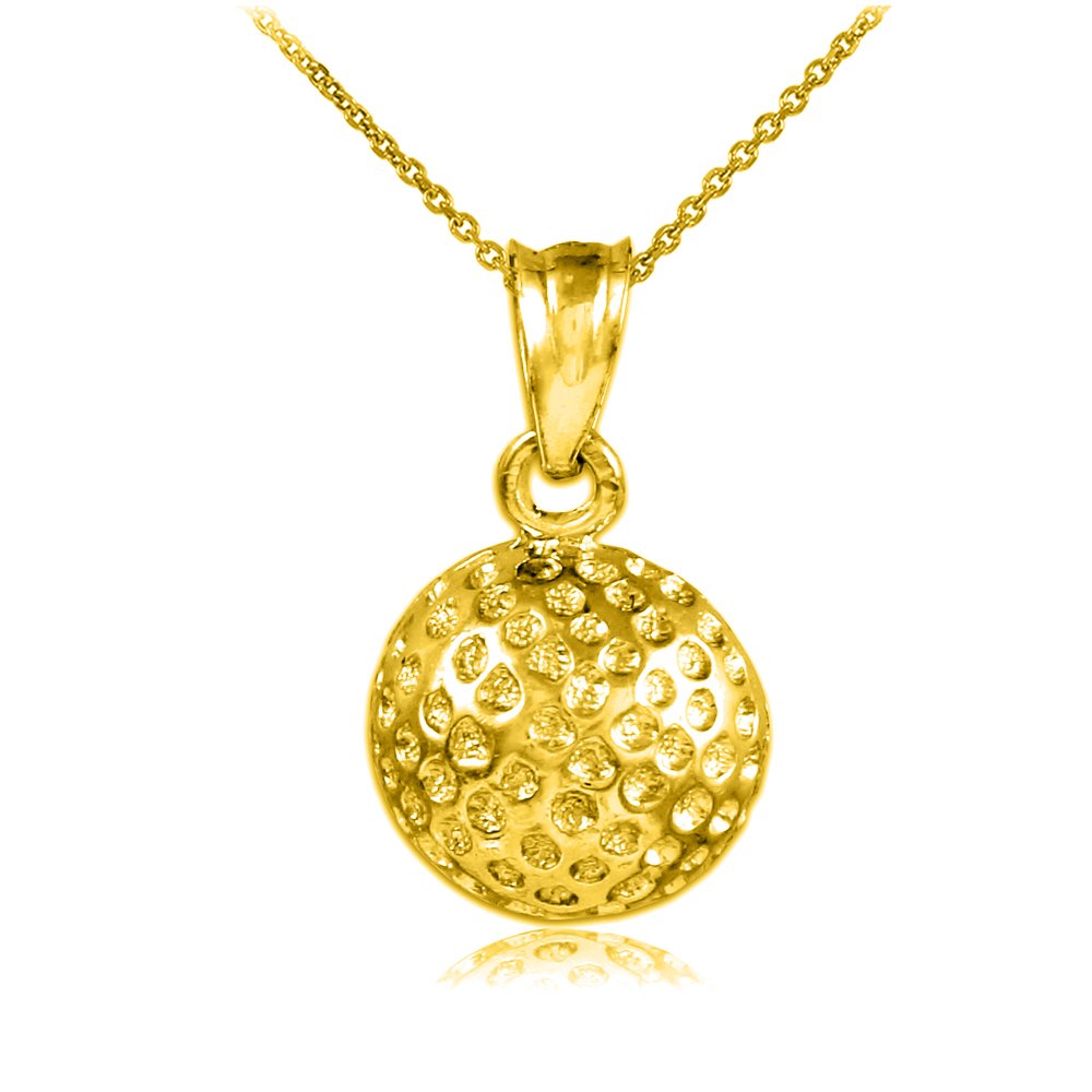 14K Yellow Gold Golf Ball Charm Pendant Necklace for Men & Women - Perfect Gift for Golf Lovers & Sports Enthusiasts - Ideal for Casual Wear, Special Occasions & Golf Tournaments