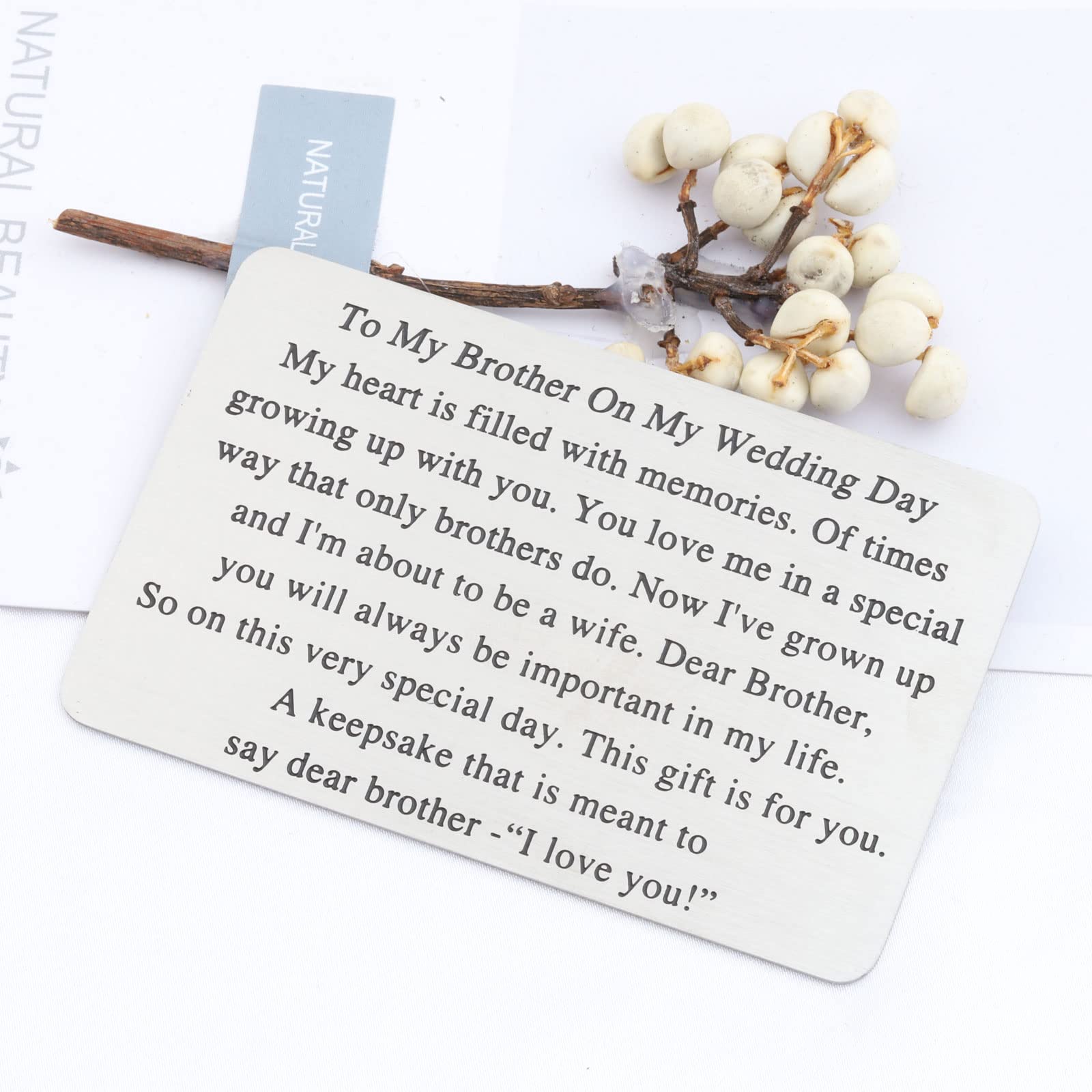 UJIMS Engraved Metal Wallet Insert Card - Thoughtful Gift for Brother, Brother-in-Law & Military Deployment - Personalized Jewelry for Wedding, Birthday & Special Occasions - Perfect for Everyday Use & Keepsake Memories
