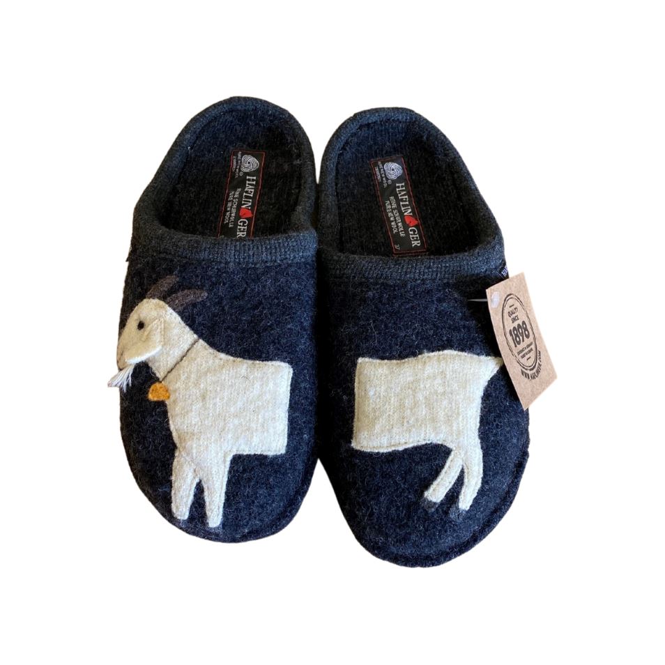 HAFLINGER Women's Soft Wool Goat Slippers - Cozy Indoor/Outdoor House Shoes for Winter Comfort - Perfect for Home, Lounge & Cold Floors