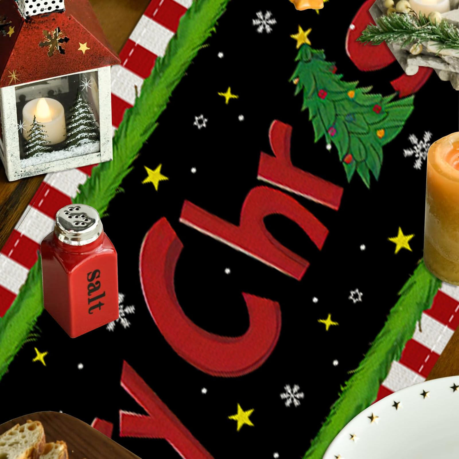 Festive Green Elf Christmas Table Runner - Holiday Table Cover for Xmas & New Year Decor - Perfect for Home, Party, and Winter Celebrations
