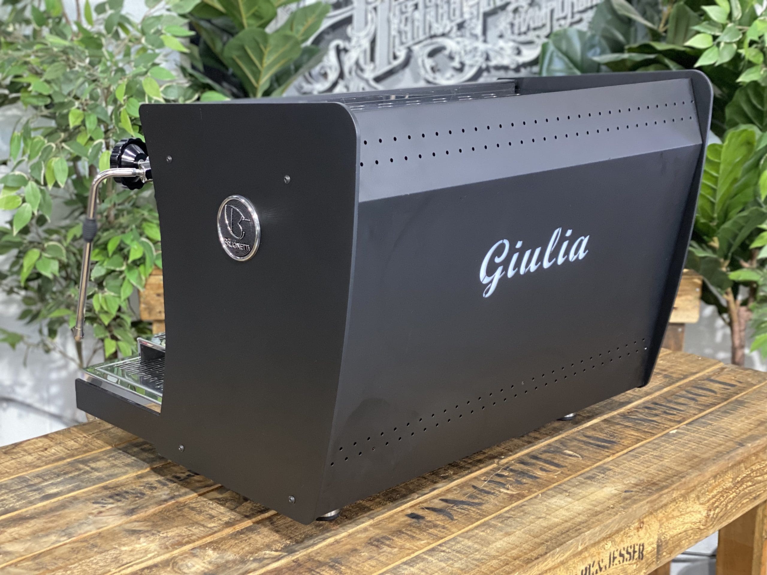 Brugnetti Giulia Manufactum 2 Group Black Commercial Espresso Machine for Cafes & Restaurants - Professional Coffee Maker for High Volume Brewing