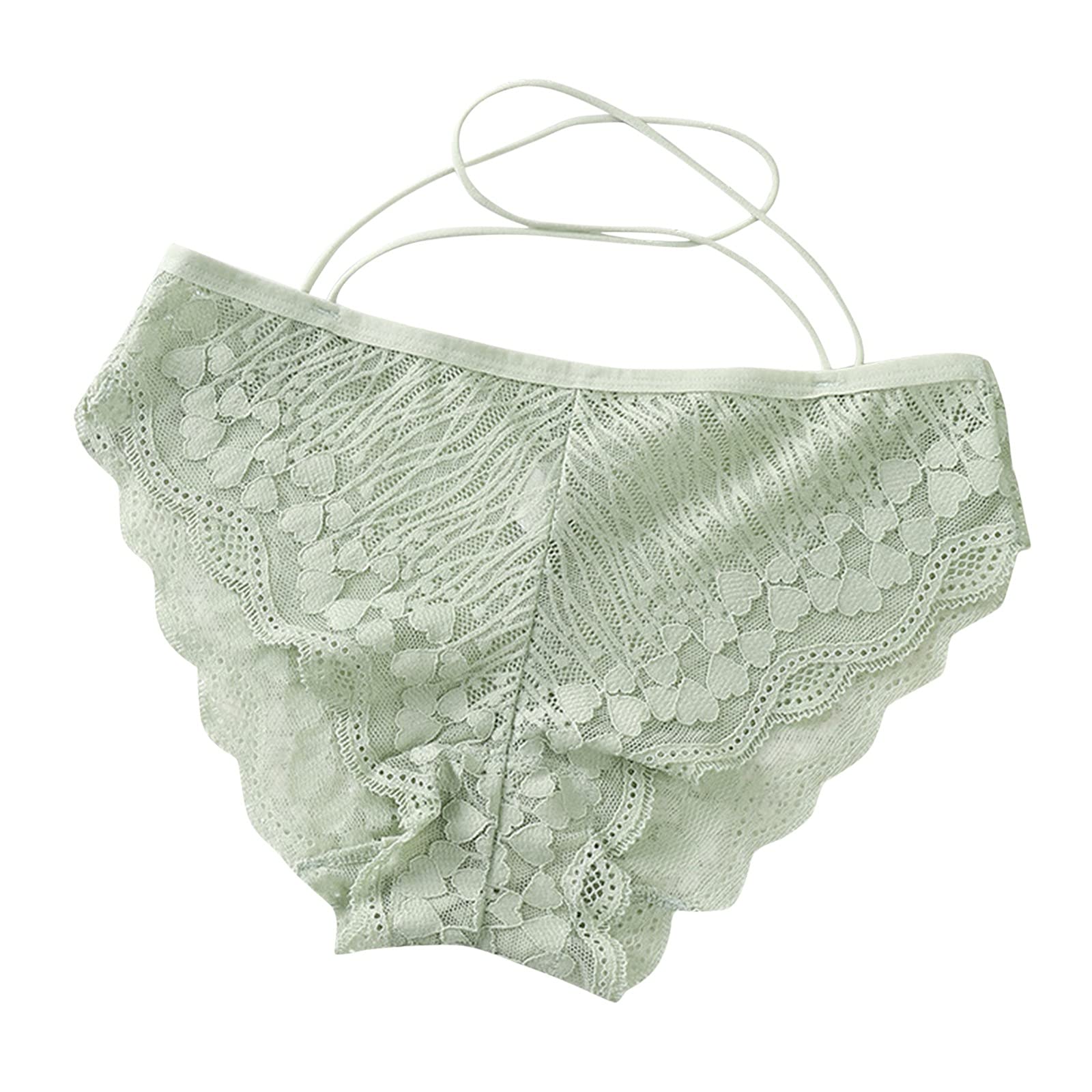 Kingtowag Women's Sexy Lace Panties - Cross Briefs Transparent Lingerie in Mint Green Size S | Valentine's Day Gift, Bridal Shower, Anniversary Present, Romantic Nightwear