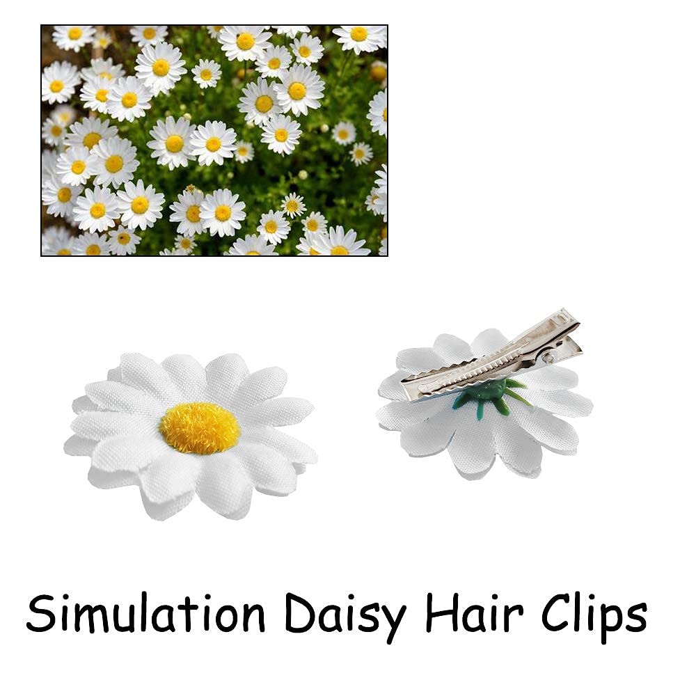 12pcs Women's Multi-Colored Sweet Daisy Hair Clips - Mini Sunflower Hairpins for Bridesmaids, Weddings, Photography & Everyday Use (White)